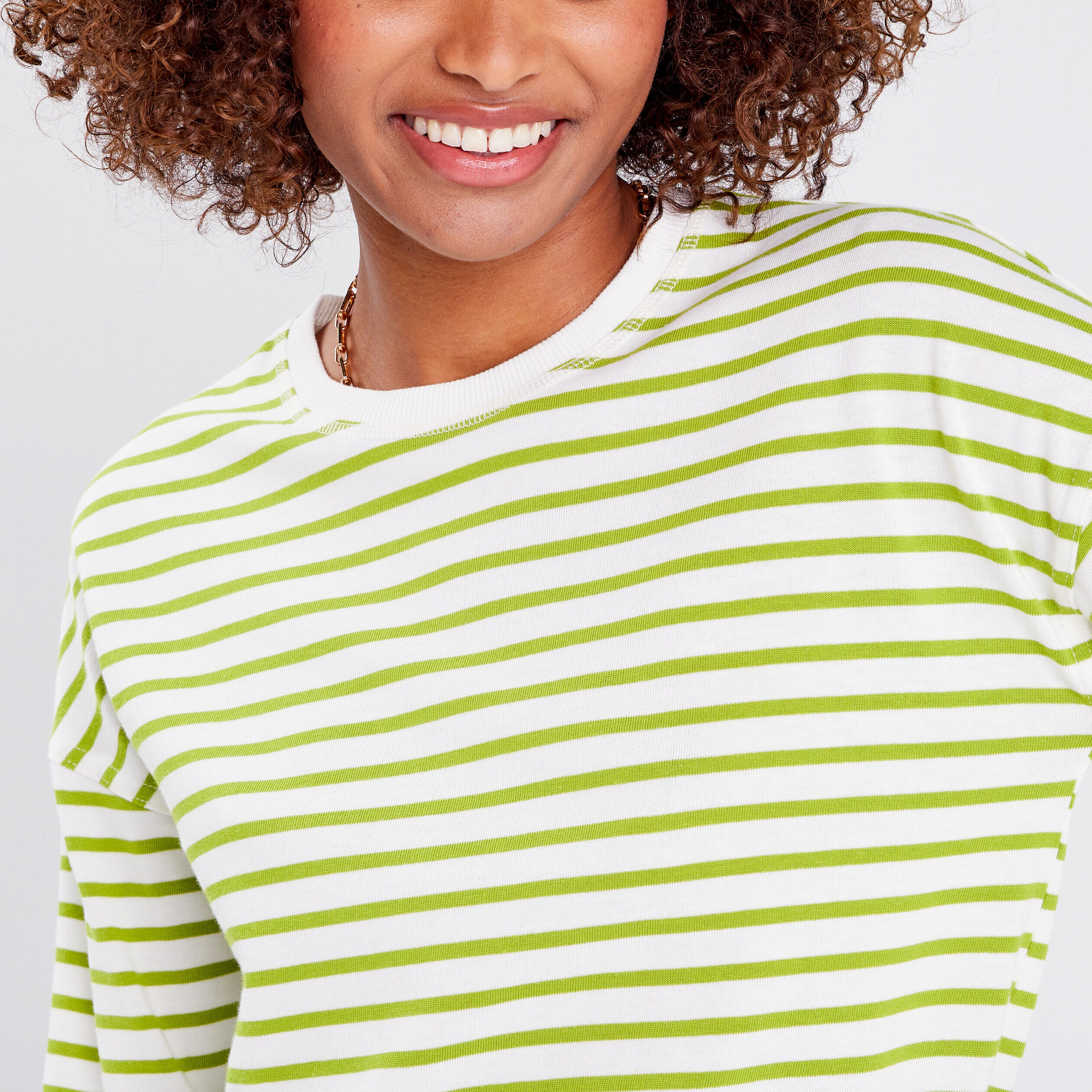 T-shirt manches longues vert anis femme | Cache Cache