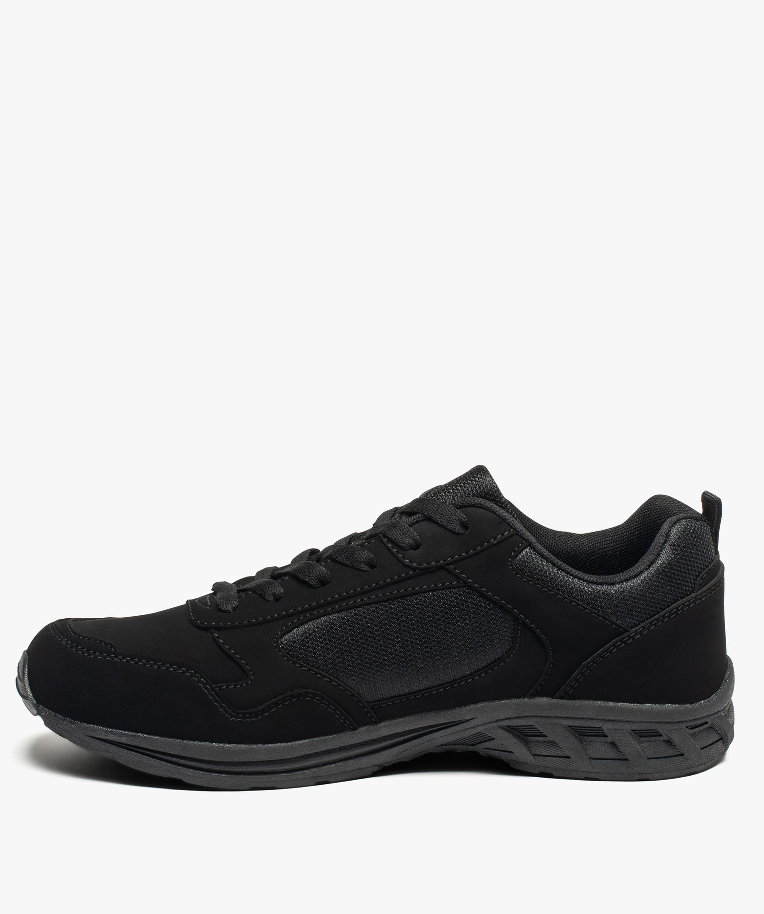 Baskets homme multimatières à lacets noir | GEMO
