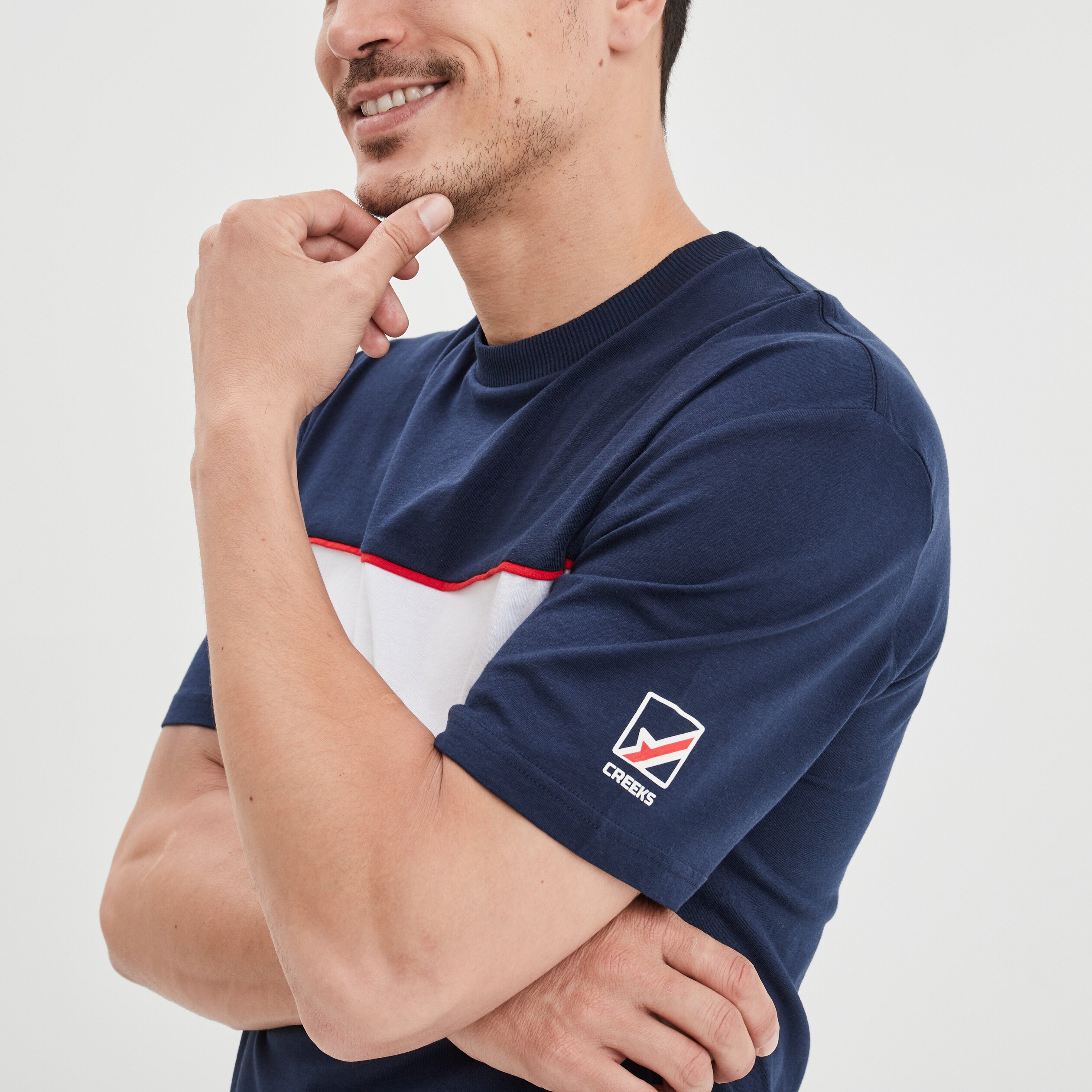 T-shirt oversize coton Creeks bleu marine homme | La Halle