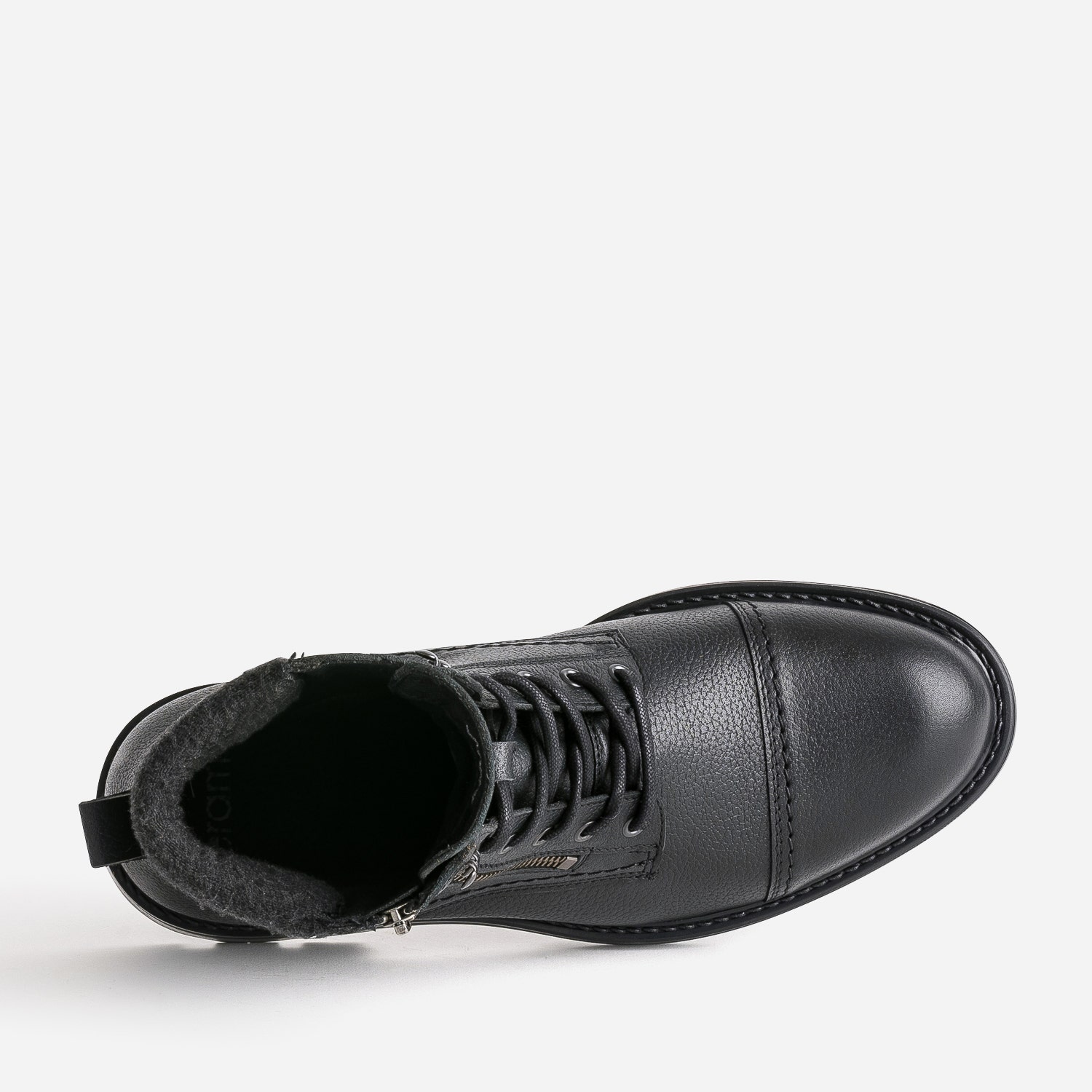 Boots à lacet noir en cuir