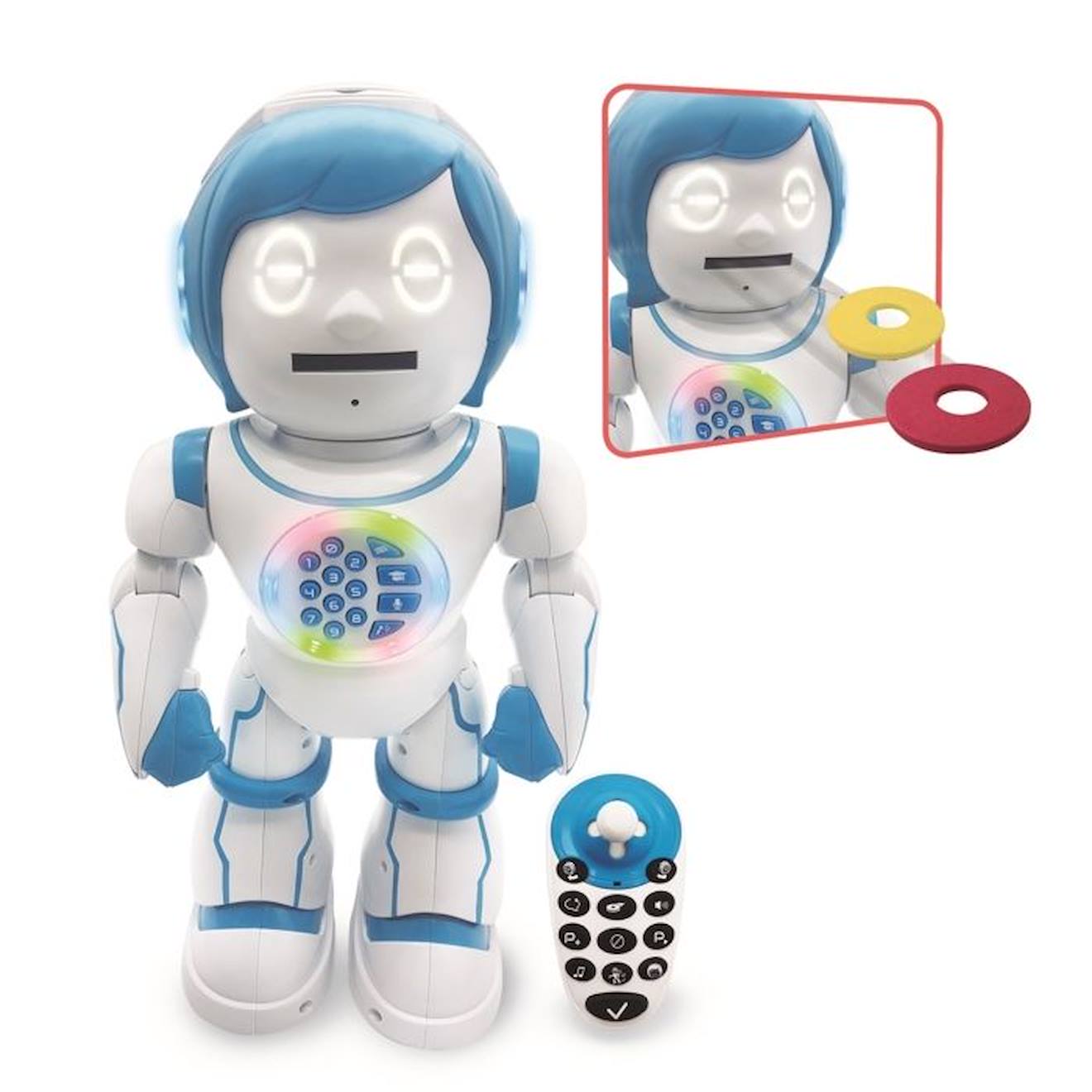 POWERMAN® KID Mon Robot Ludo-Educatif Bilingue Programmable avec Télécommande et fabrique à histoires (Français/Anglais) blanc