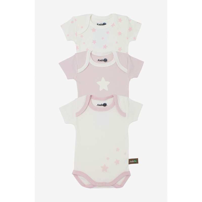 Lot de 3 Body manches courtes en Coton Bio à motifs étoiles