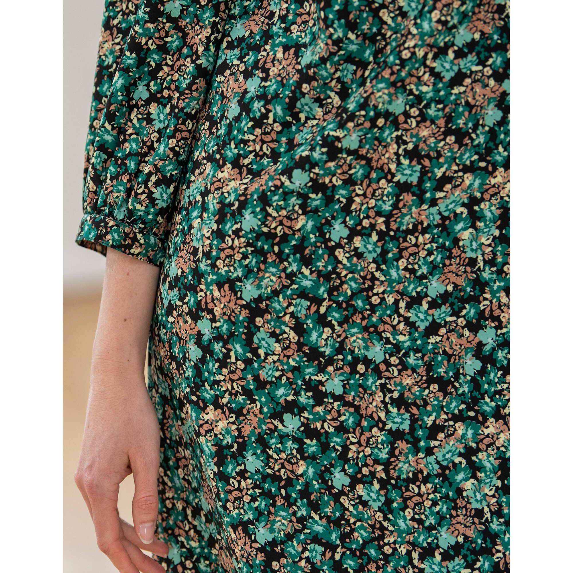 Robe droite manches 7/8ème imprimée