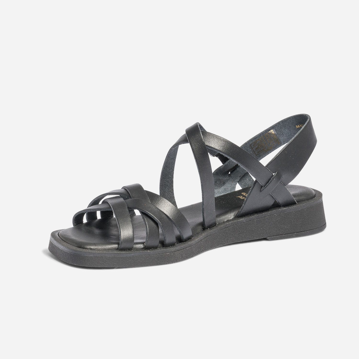 Sandale noire en cuir éco-conçue