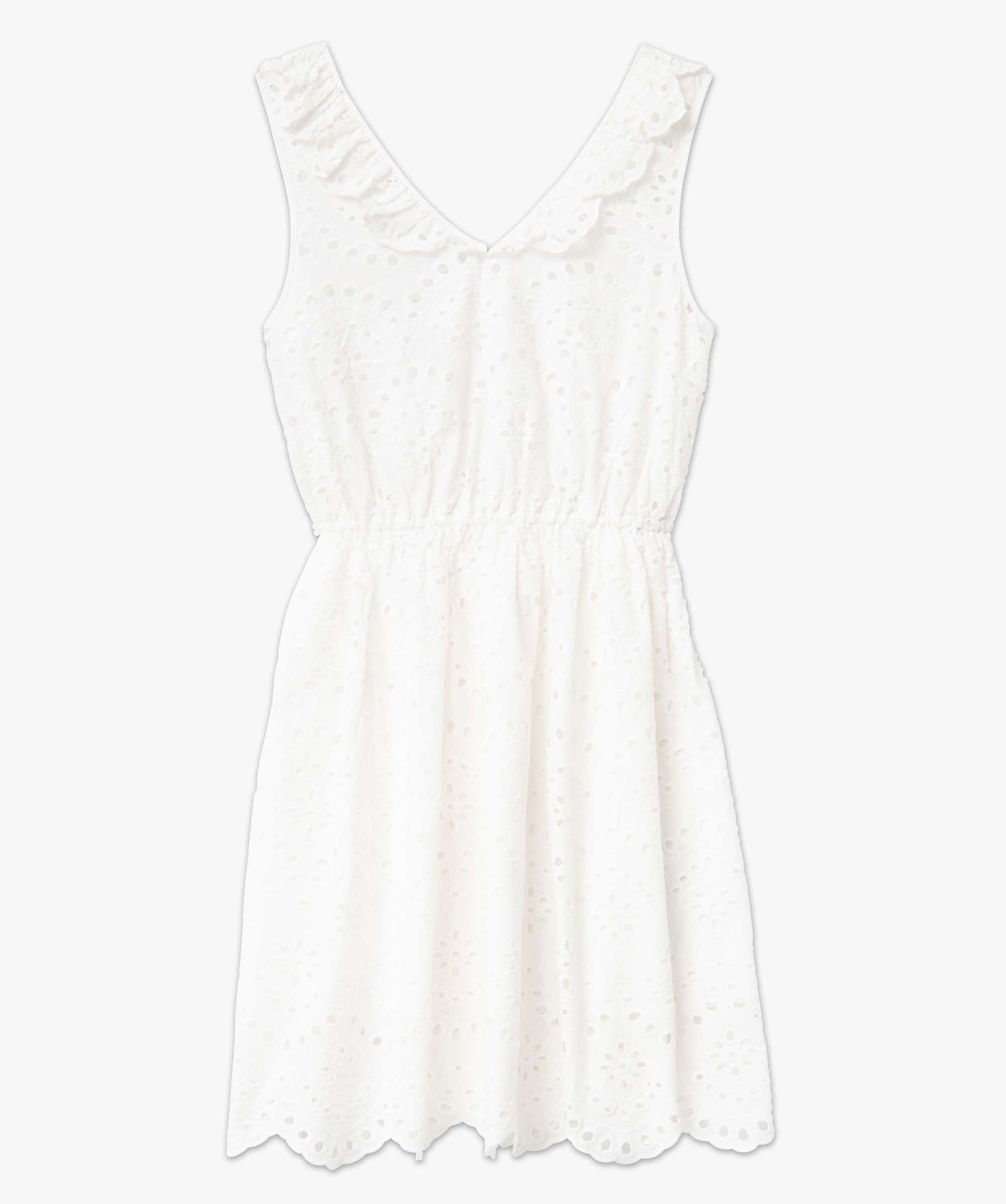 Robe femme en broderie anglaise sans manches ecru | GEMO