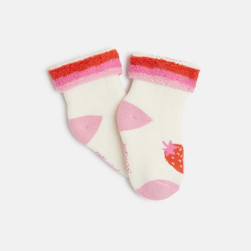 Chaussettes bébé fille écru à imprimés fraises beige Catimini