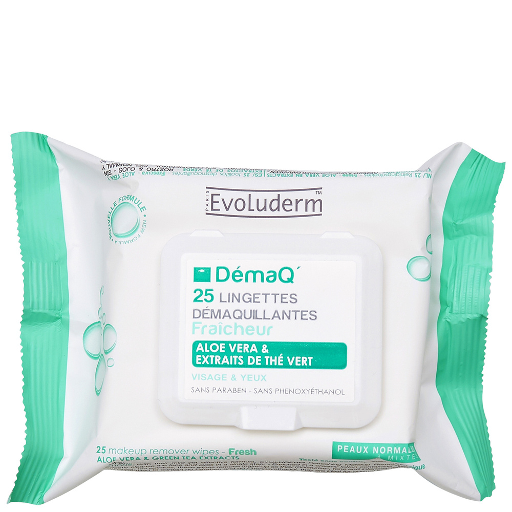 evoluderm Lingettes Démaquillantes 25 Lingettes Démaquillantes Fraîcheur, Peaux Normales à Mixtes