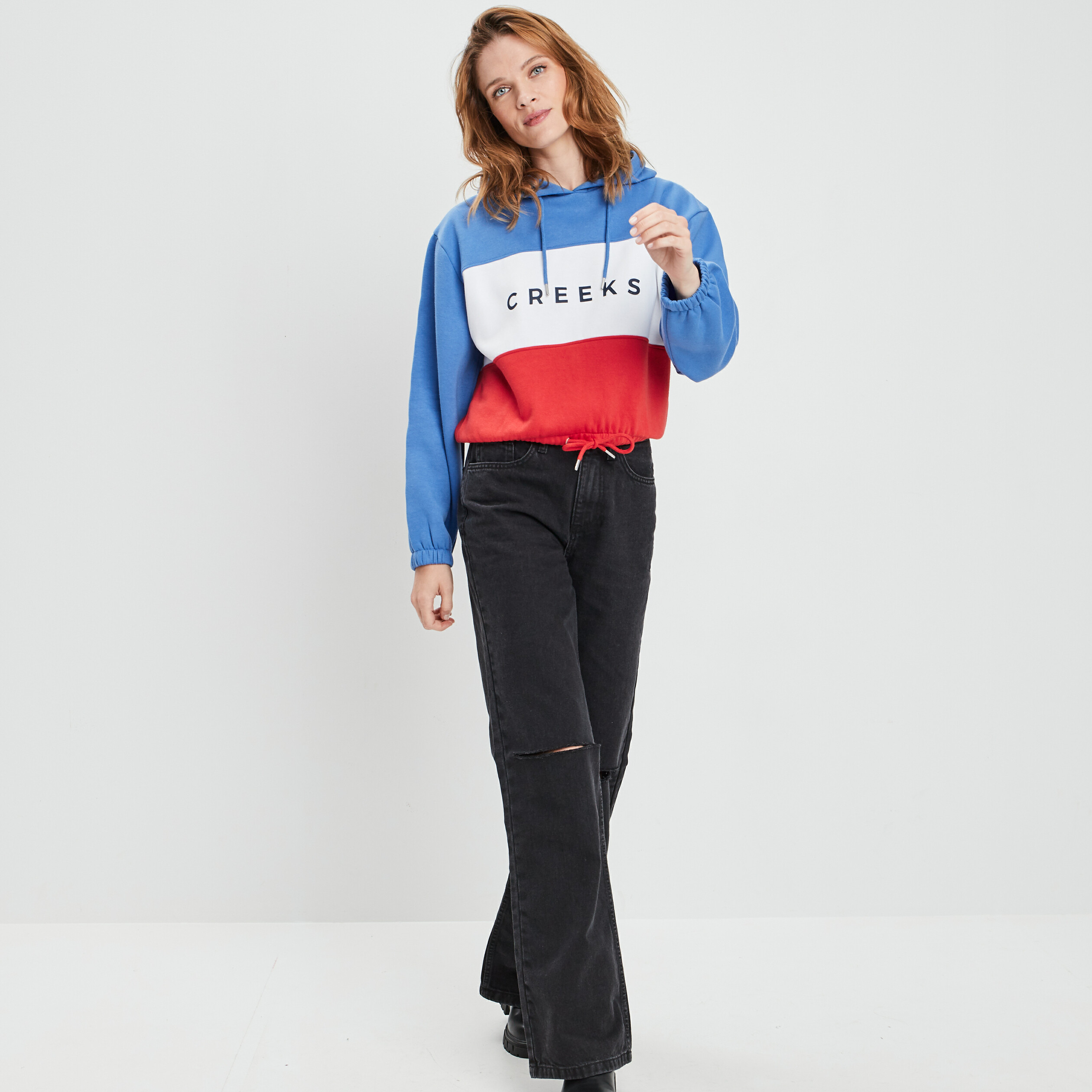 Sweat à capuche hoodie Creeks bleu femme | La Halle