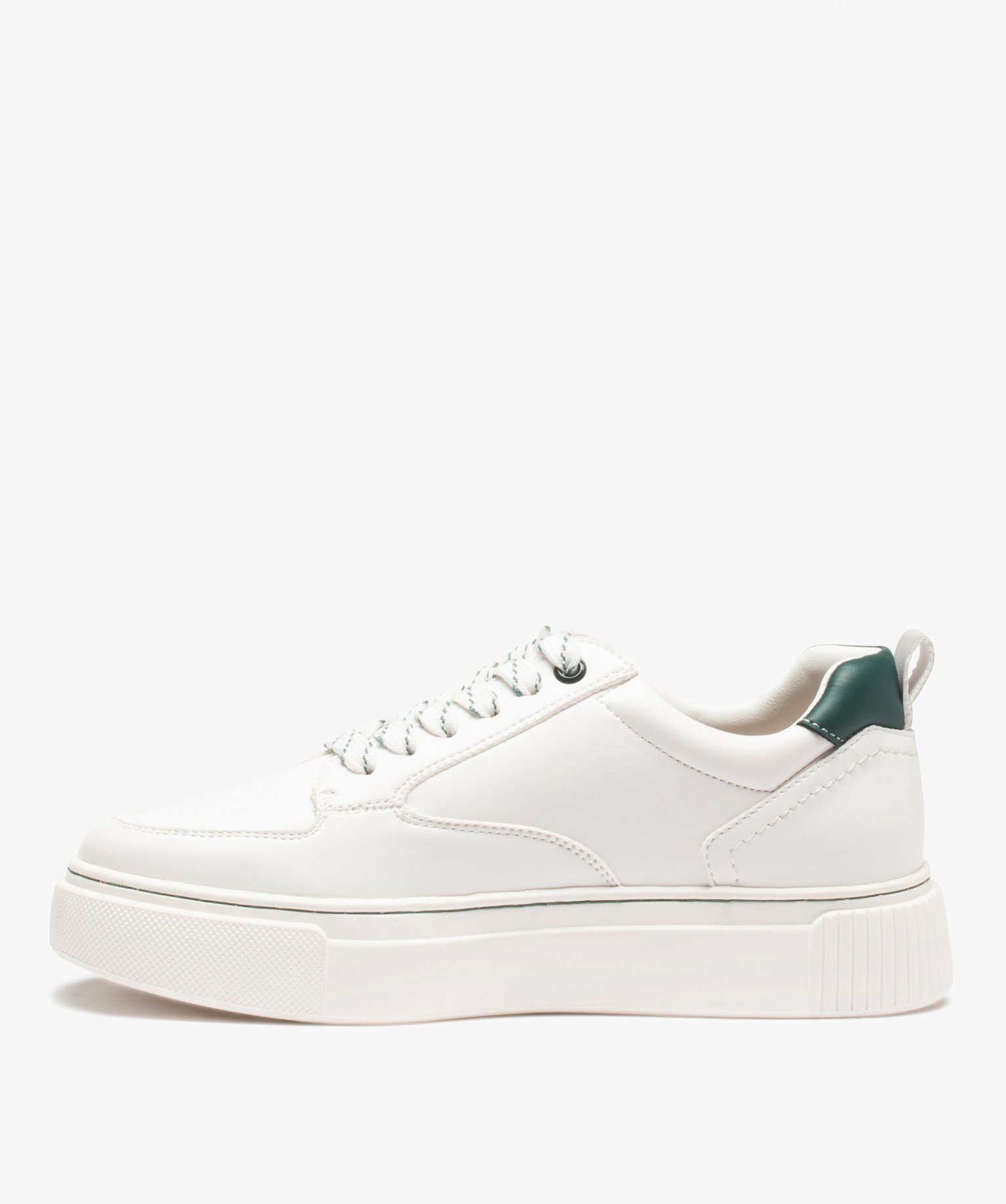 Baskets femme unies à lacets bicolores blanc | GEMO
