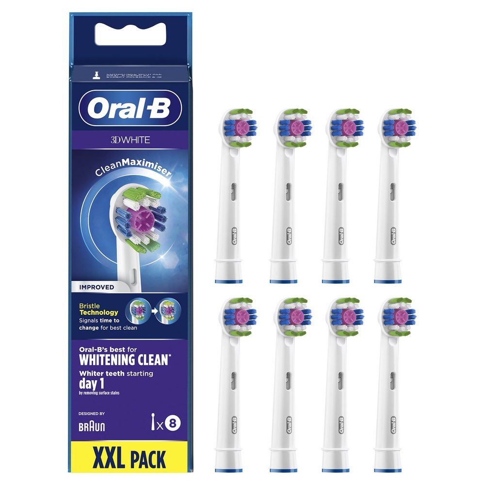 oral-b Oral-B 3D White Brossette Avec CleanMaximiser, 8 Brossettes De Rechange