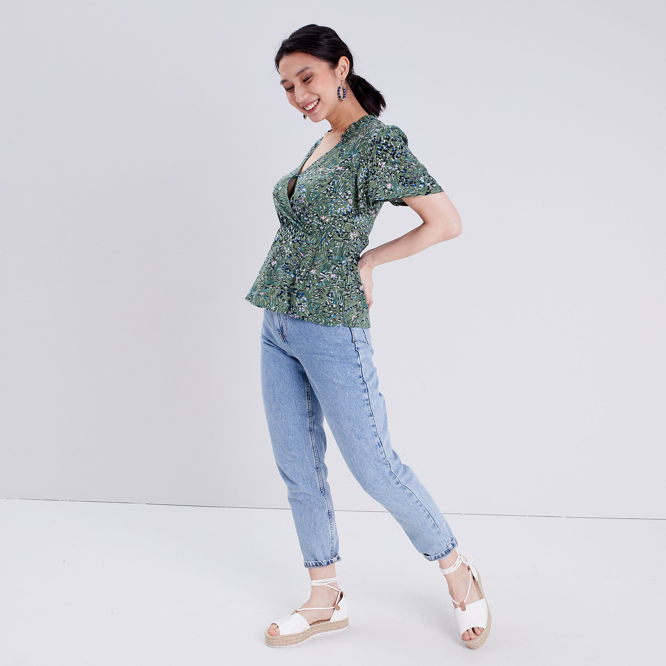 Blouse manches courtes vert pastel femme | Cache Cache