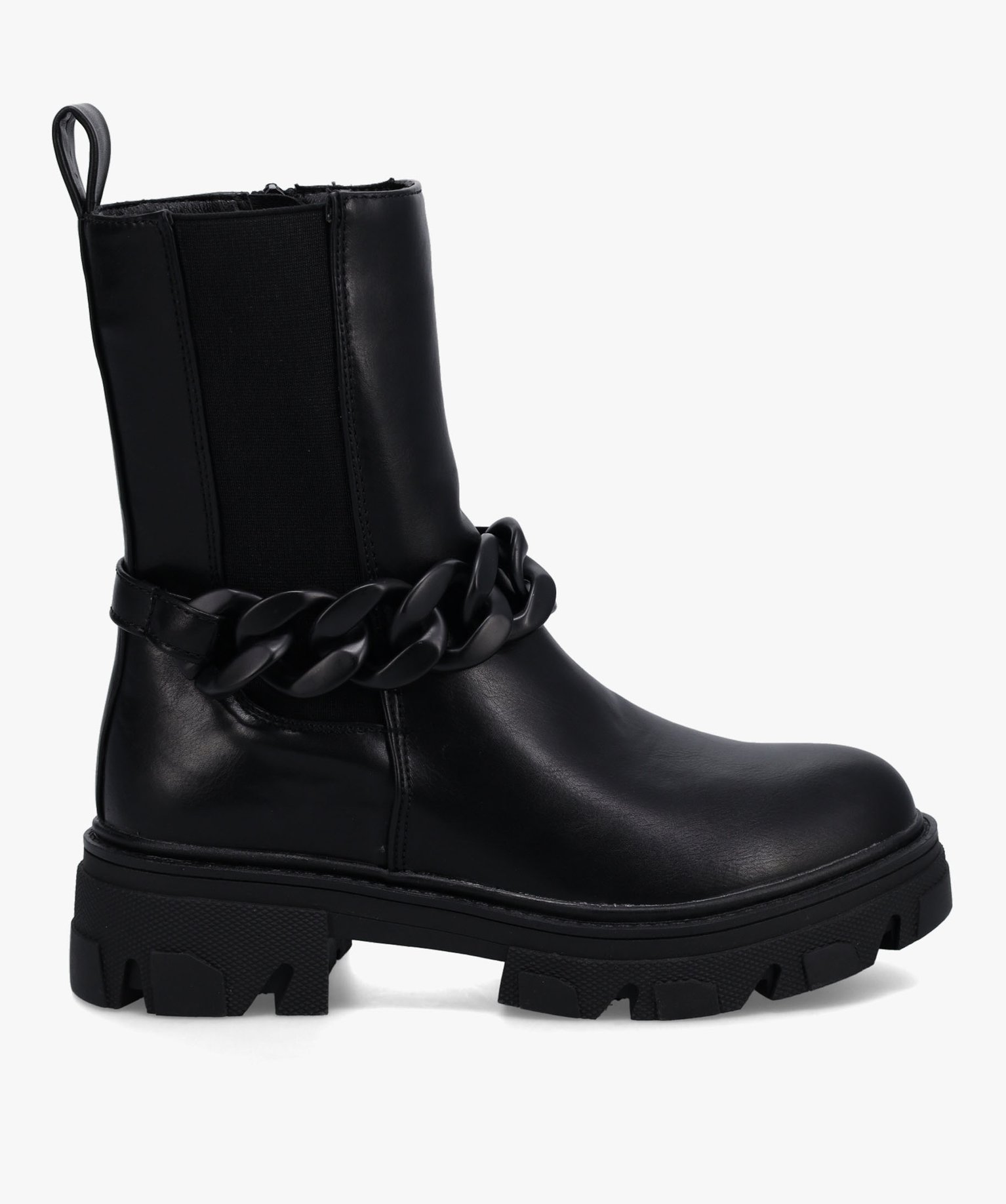 Boots femme à semelle crantée et chaine décorative – Cl... noir | GEMO