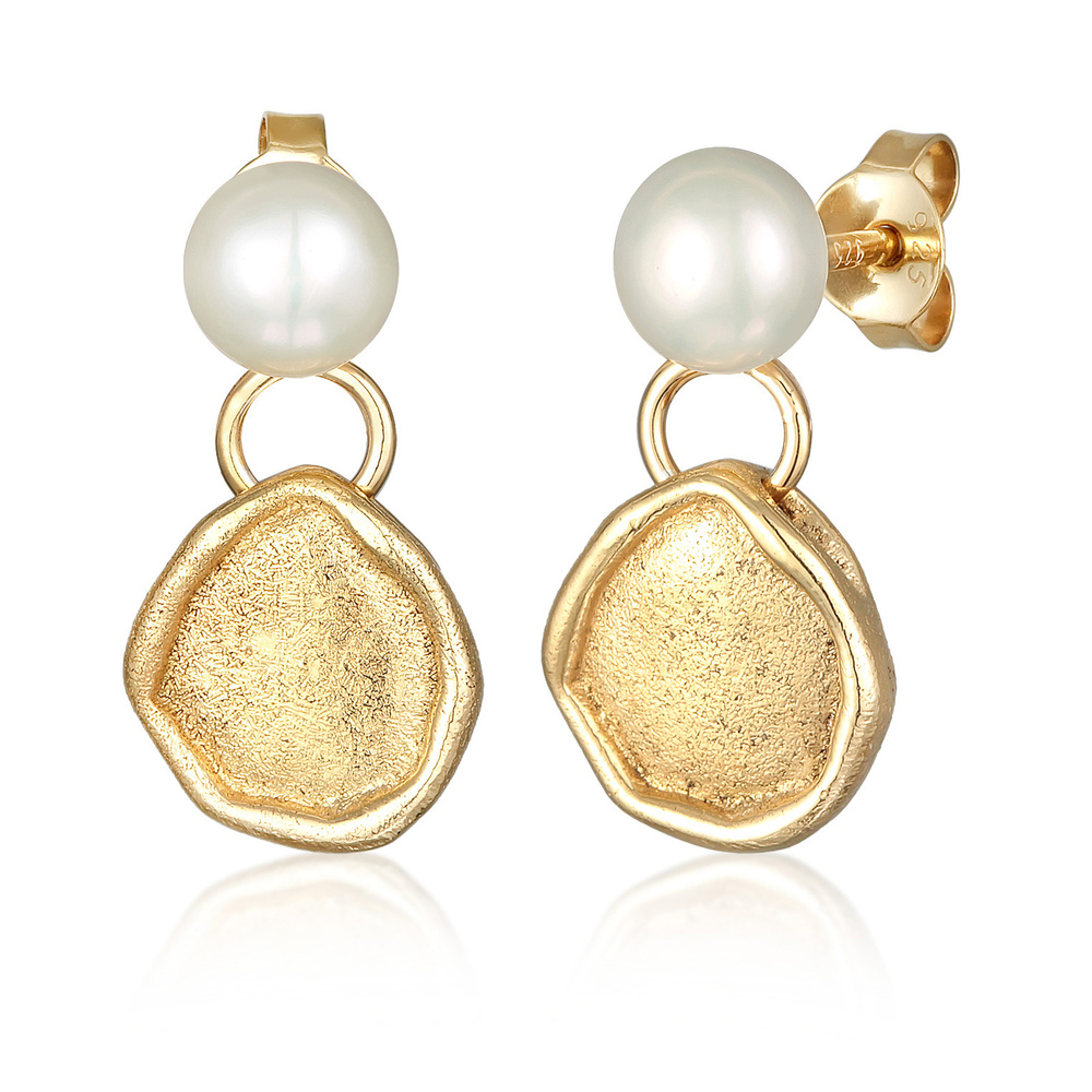 Elli PREMIUM Elli PREMIUM Boucles d'Oreilles Femmes Pendentif d'oreilles Organic Coin avec per Boucles d'oreilles