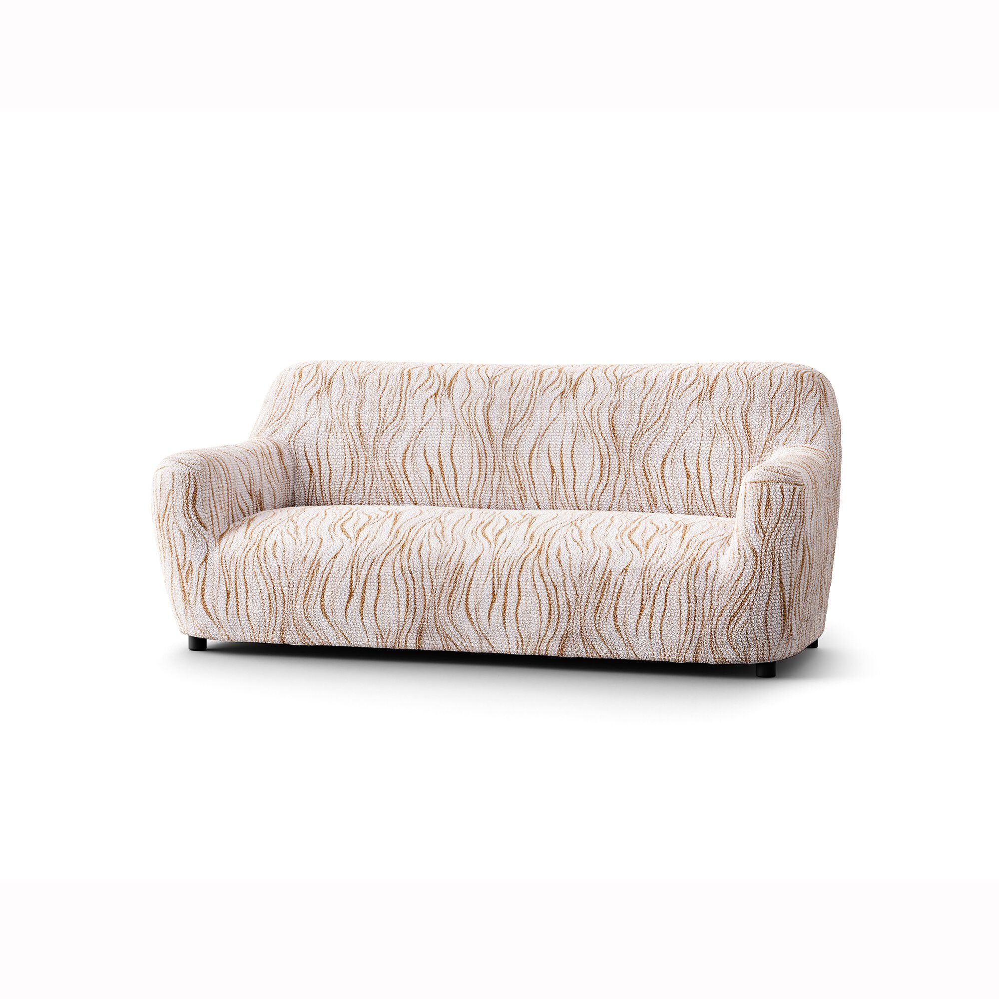 Housse bi-extensible microfibre imprimé vagues pour fauteuil et canapé
