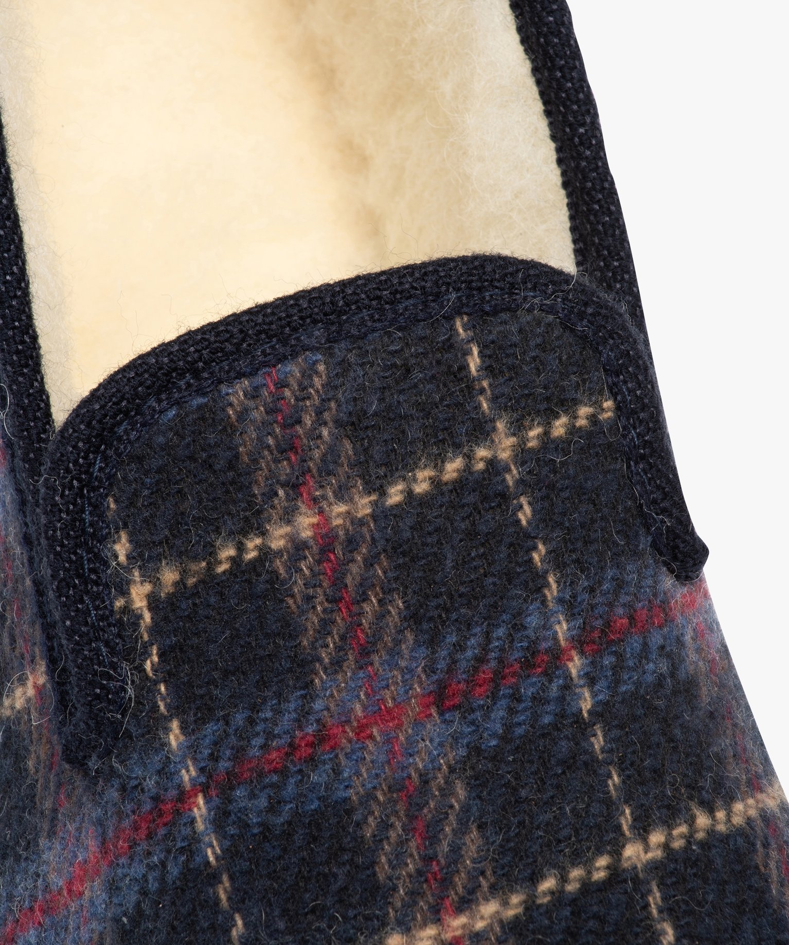 Pantoufles homme dessus en coton à carreaux doublées sherpa marine | GEMO