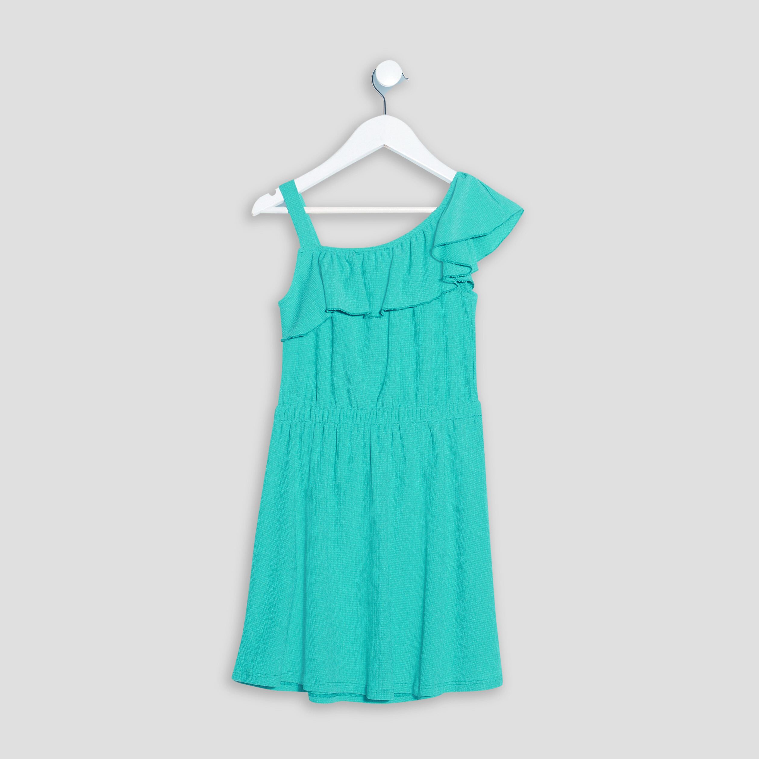 Robe évasée asymétrique vert émeraude fille | La Halle