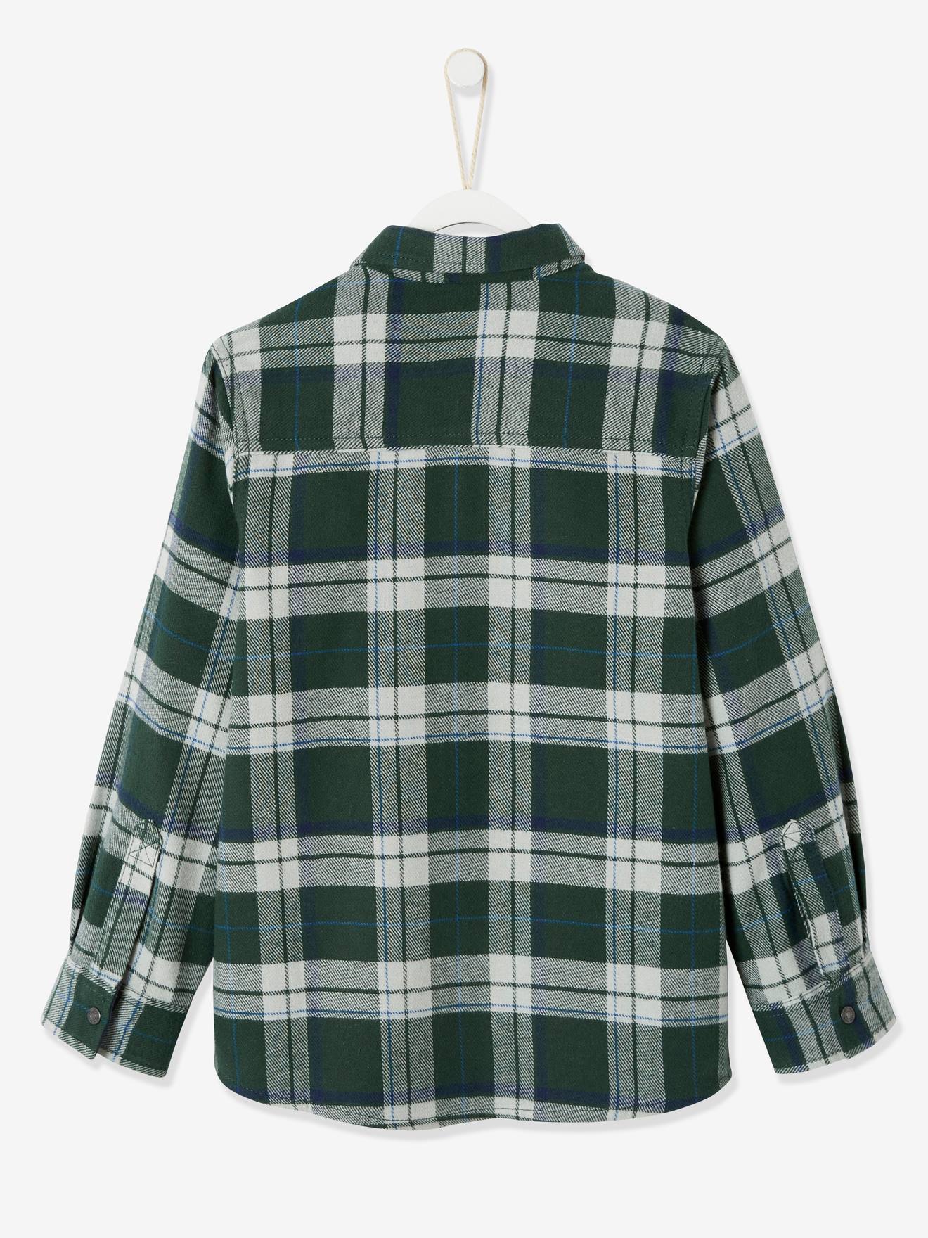 Chemise à carreaux esprit flanelle garçon carreaux vert fonce