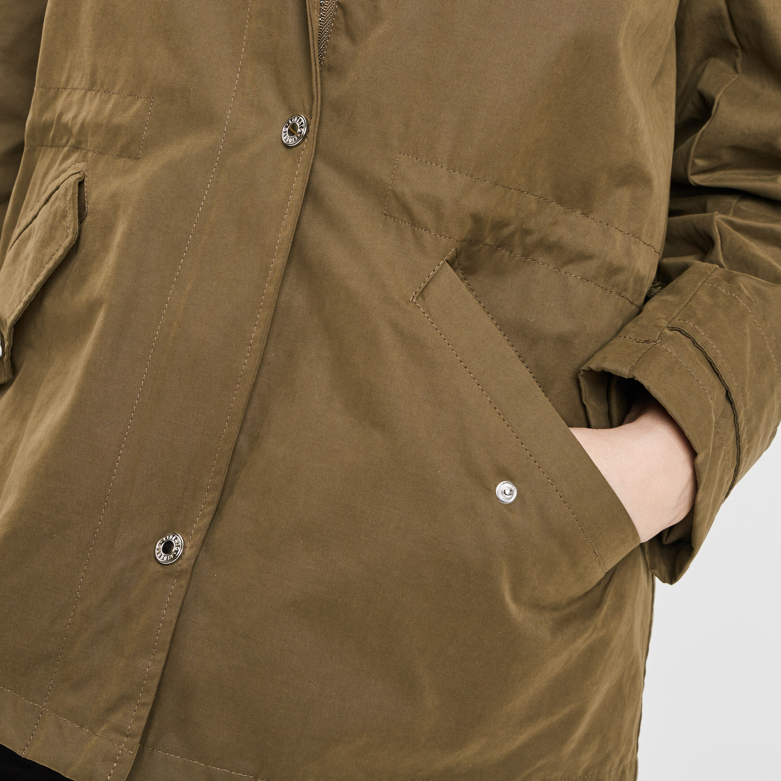 Parka droite à capuche vert kaki femme | La Halle