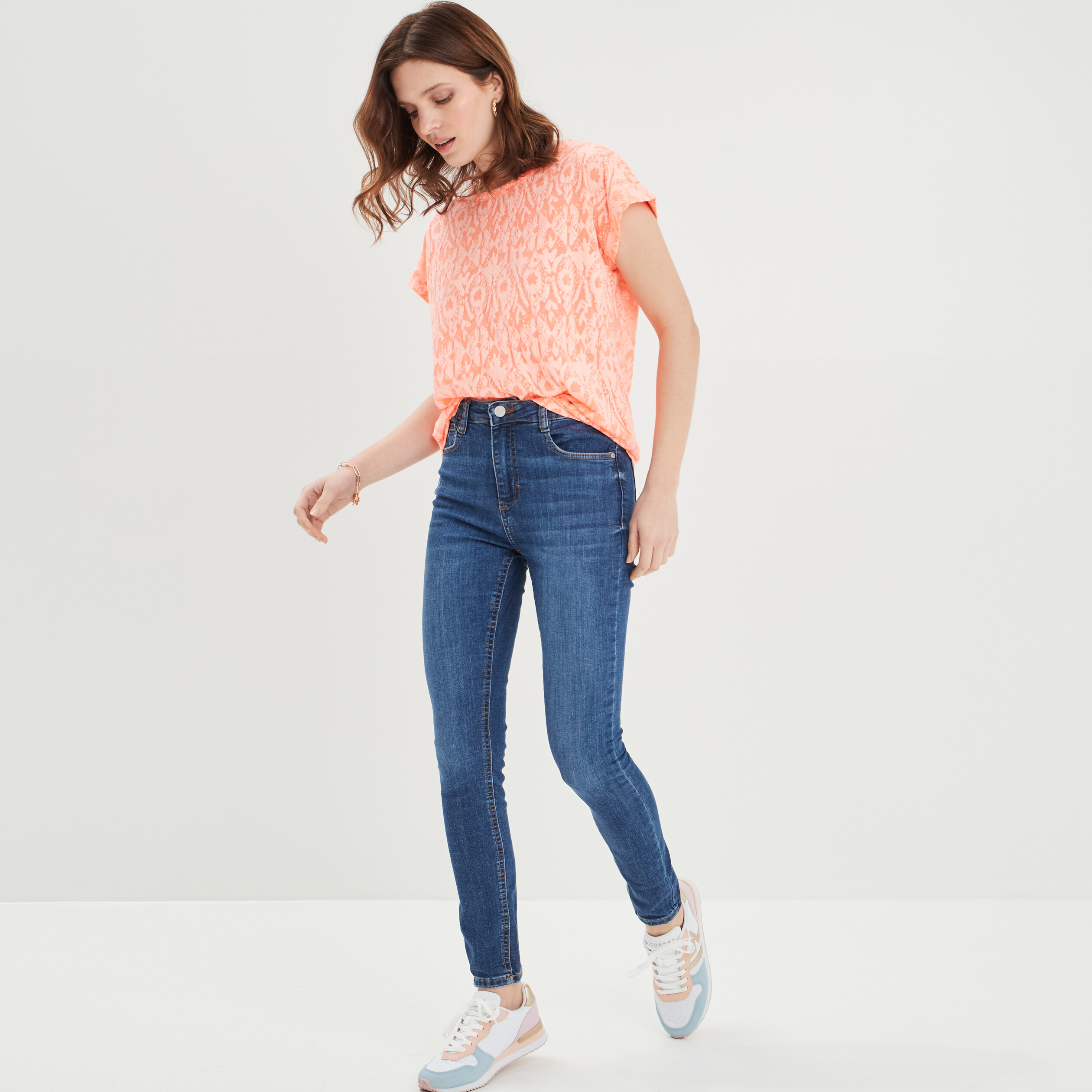 T-shirt ajusté manches courtes Creeks orange fluo femme | La Halle