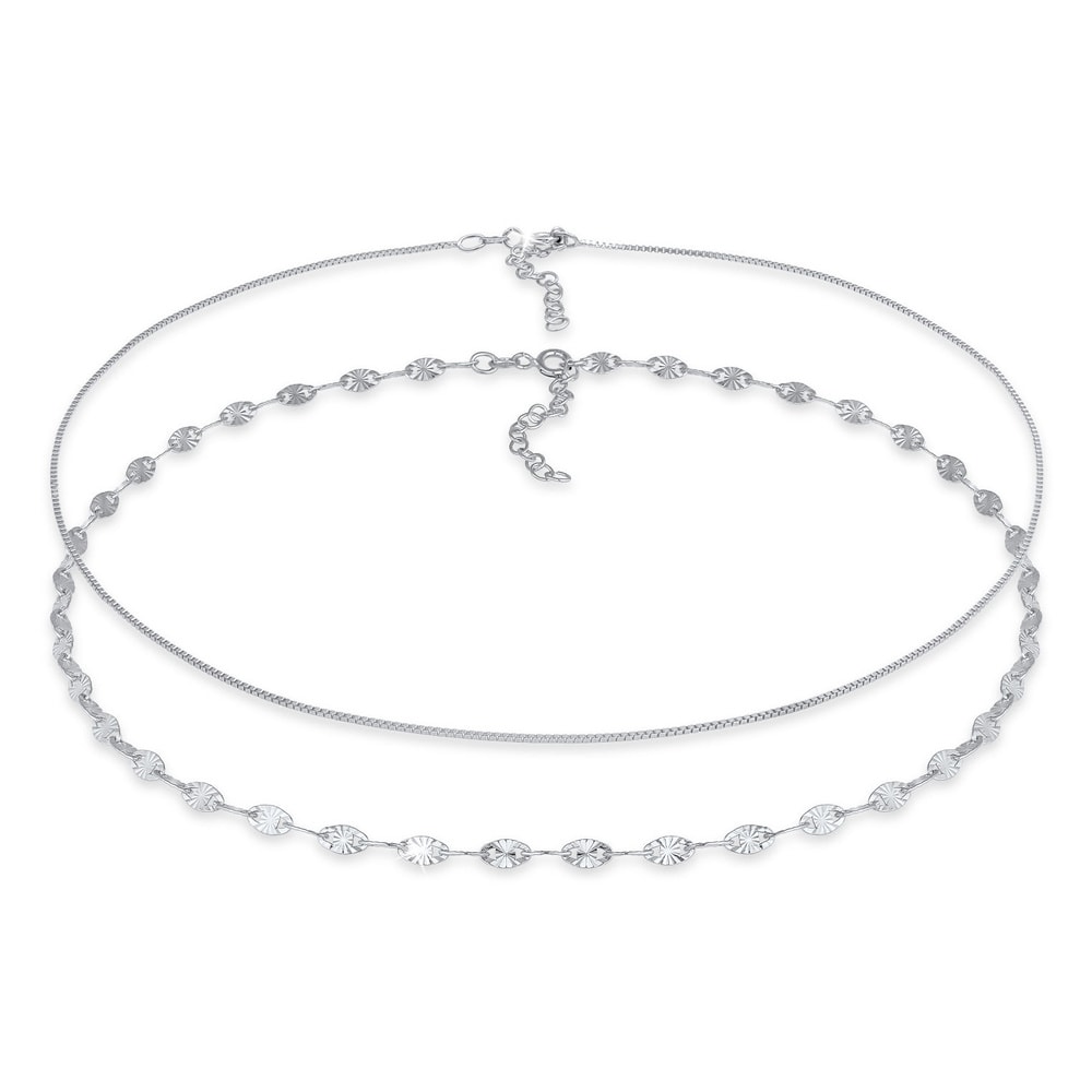 Elli Elli Collier Set de collier pour dames en argent sterling 925, plaquette de chaîn collier