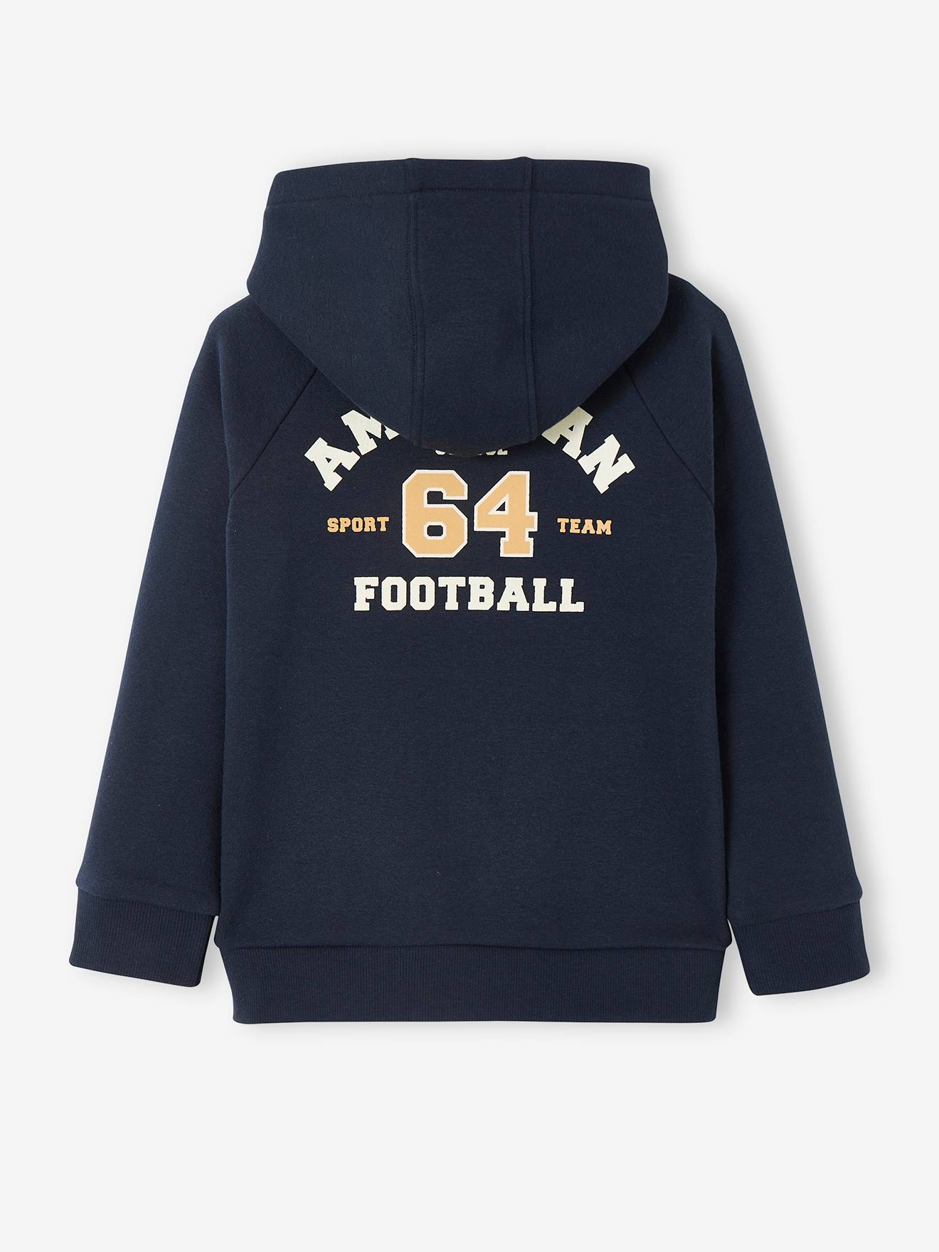 Sweat à capuche zippé style collège garçon encre