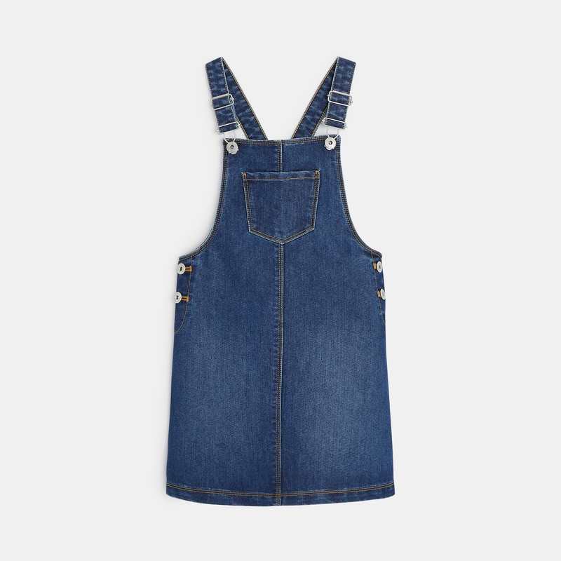 Robe-salopette en jean bleue fille