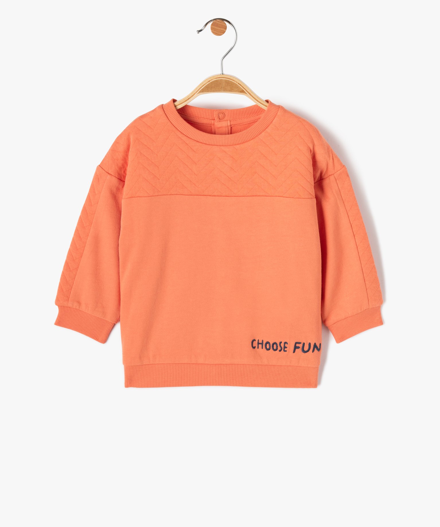 Sweat bébé Garçon à plastron matelassé orange | GEMO