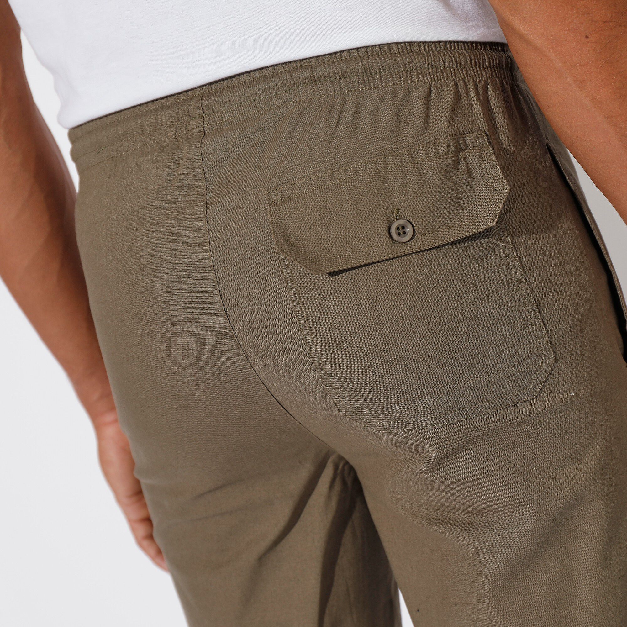 Pantalon toile taille élastiquée