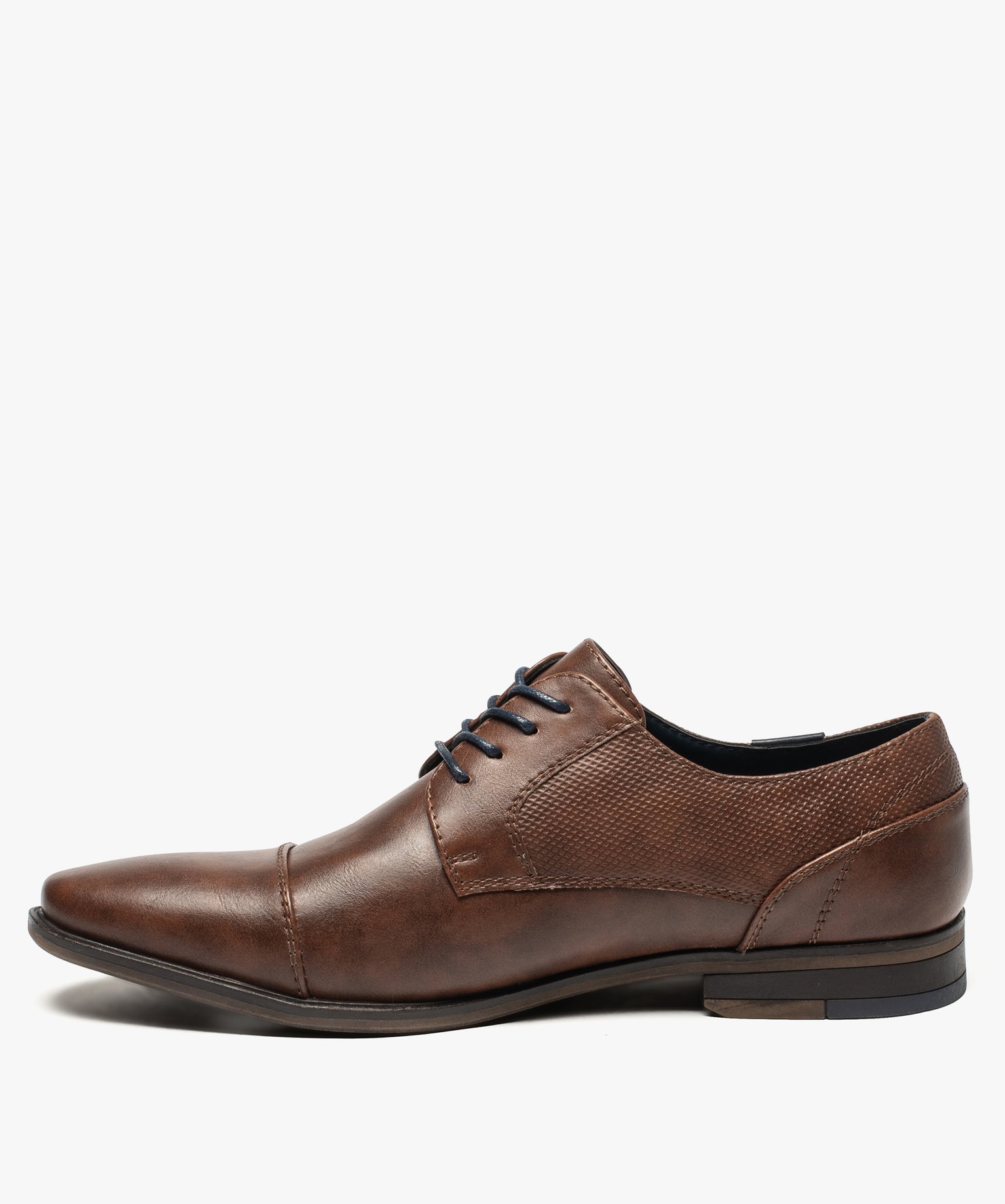 Derbies homme unis à bout droit et surpiqres camel | GEMO