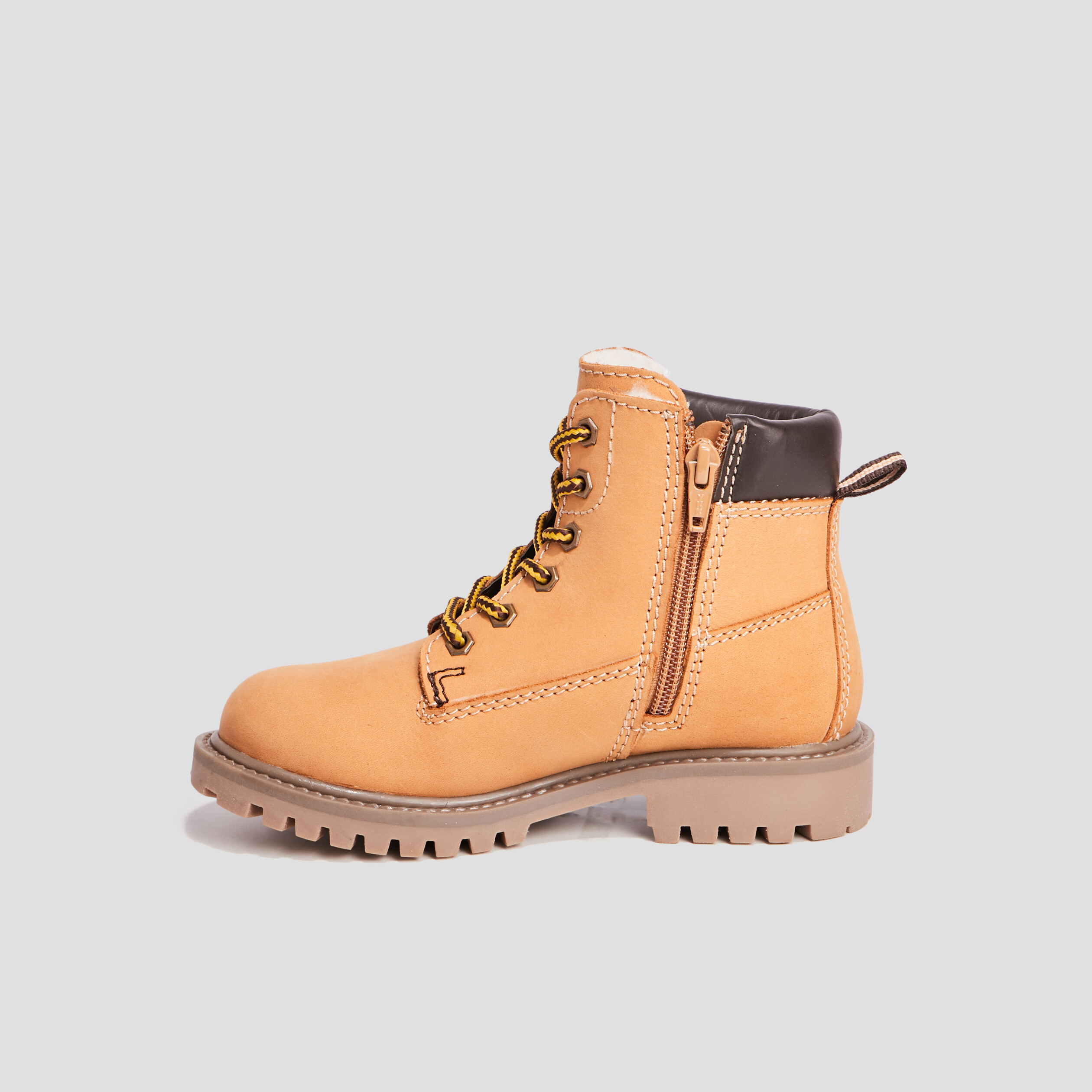 Bottines fourrées en cuir camel garçon | La Halle