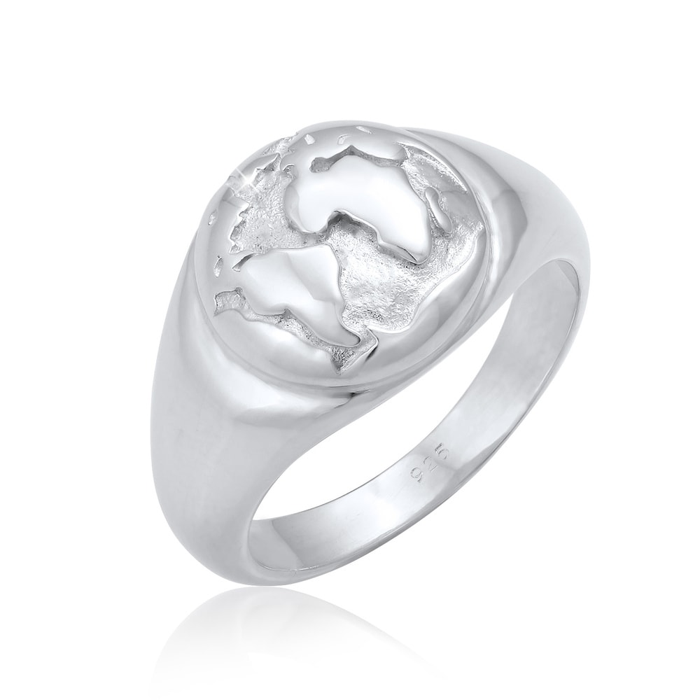 Elli Elli Bague Chevalière Globe Voyage Bague Femme - (925/1000) Argent Bague