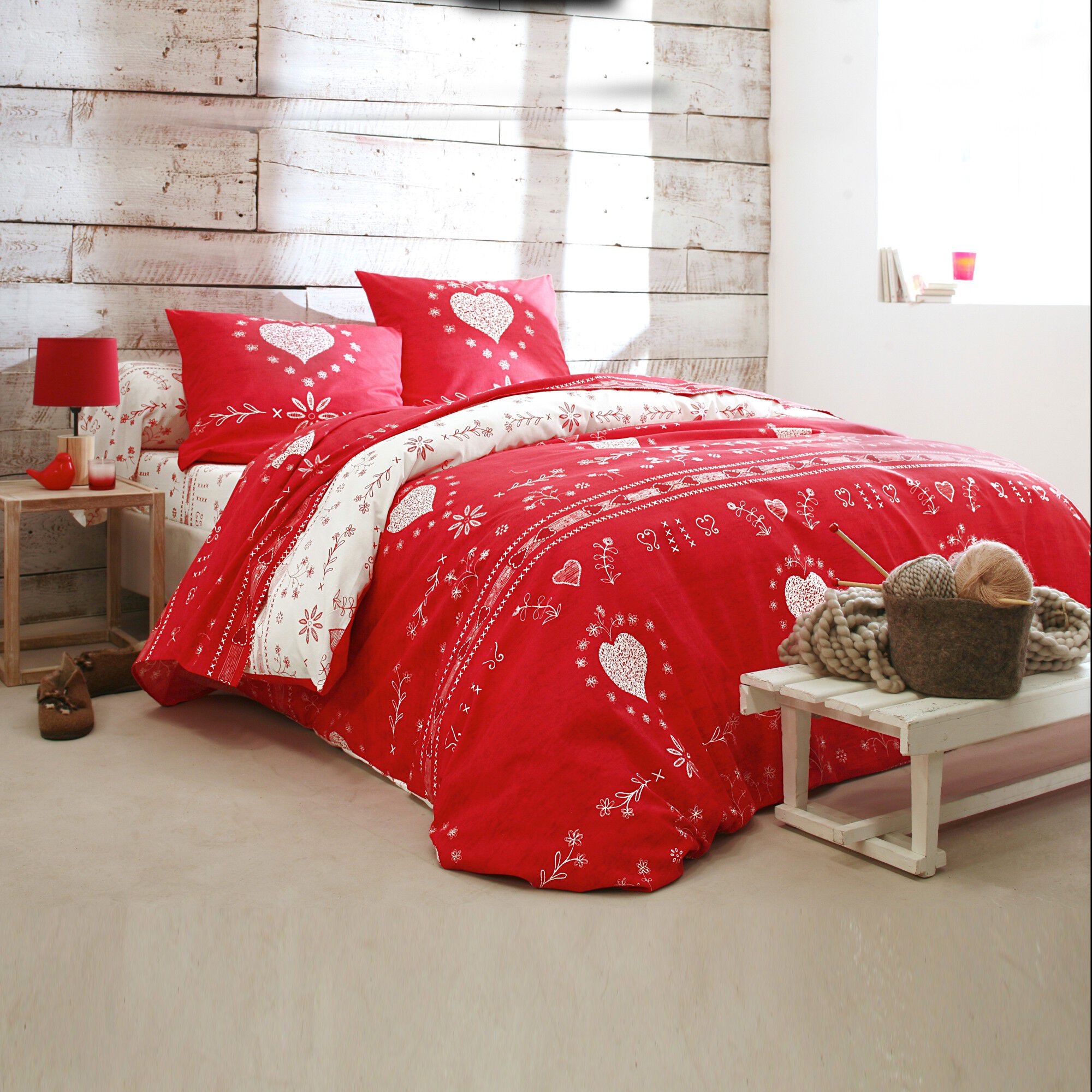 Linge de lit Anceny imprimé coeur