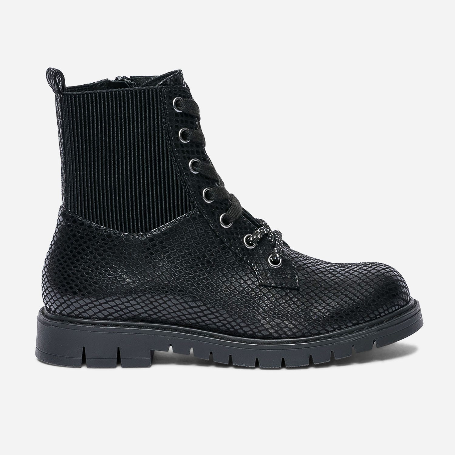 Bottine-chaussette noire à lacet