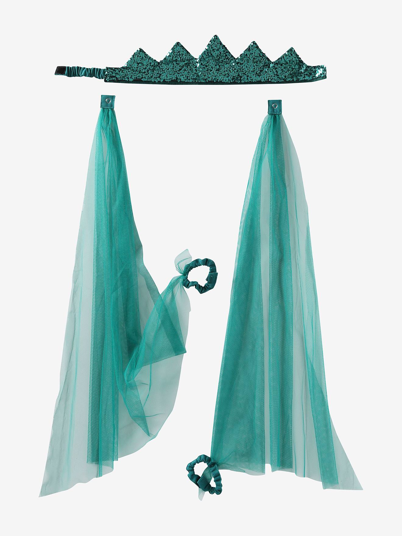 Déguisement de princesse avec voile et couronne bleu