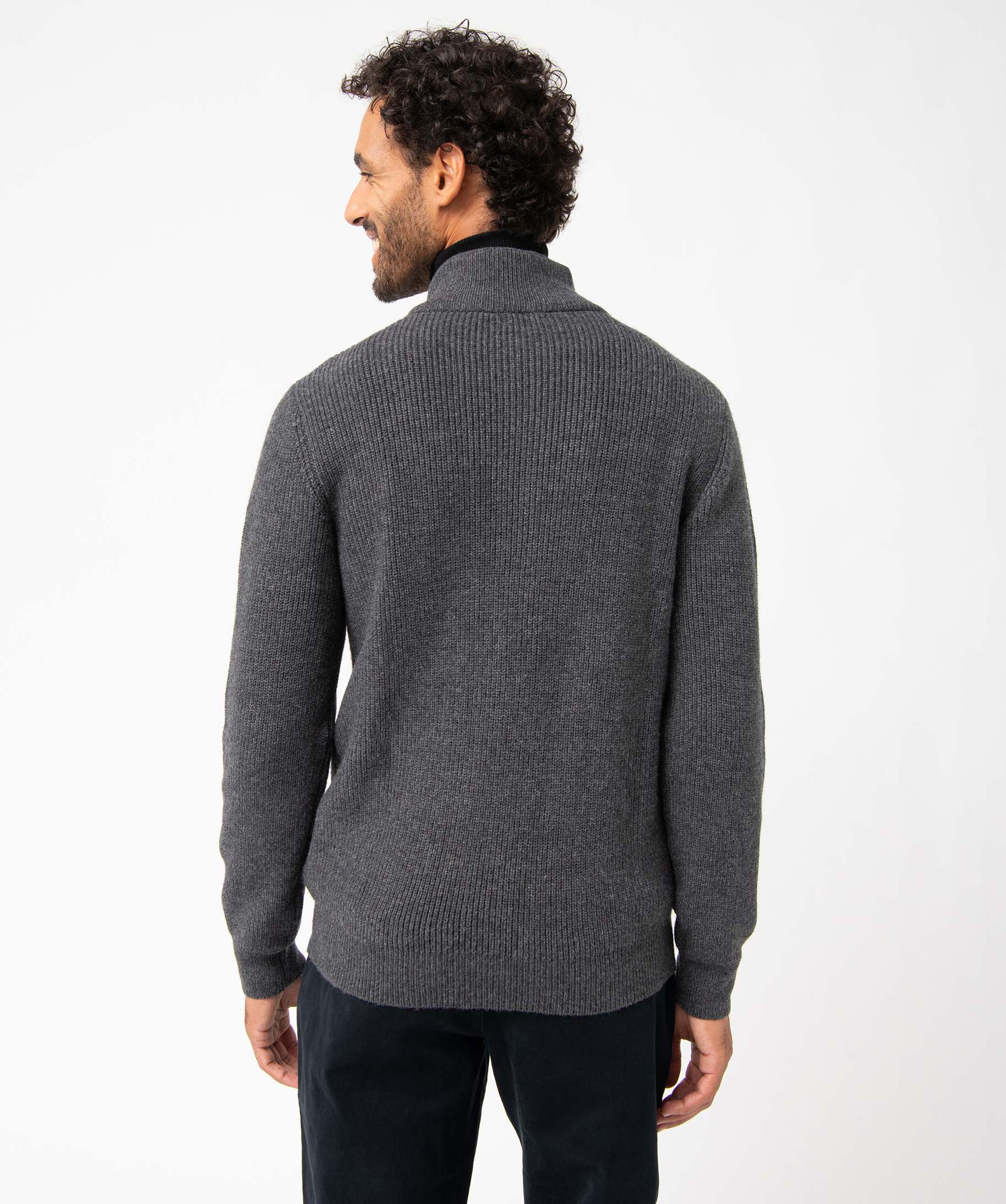 Gilet homme zippé avec col montant doublé gris fonce | GEMO