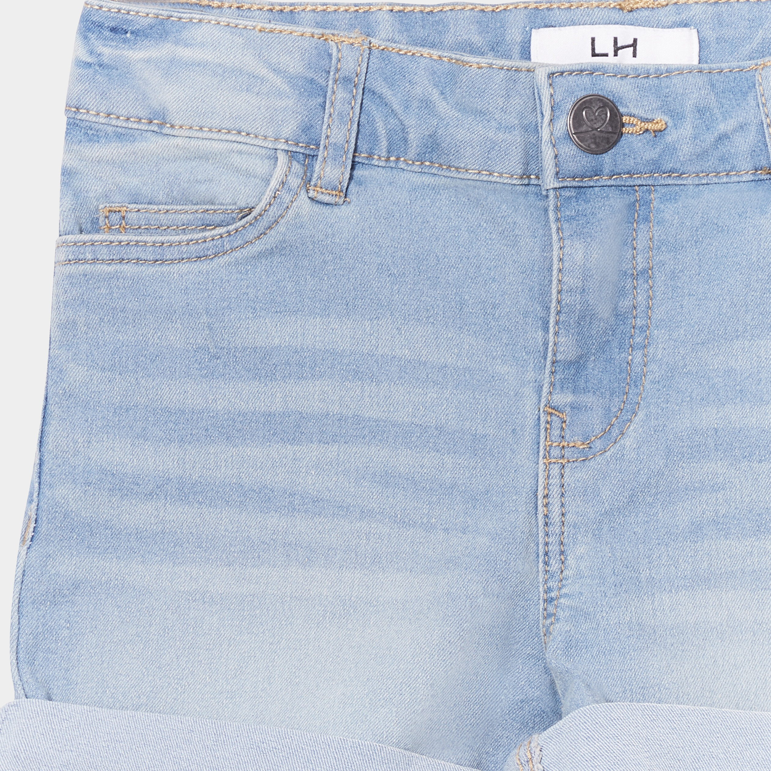 Short droit en jean taille ajustable denim triple stone fille | La Halle