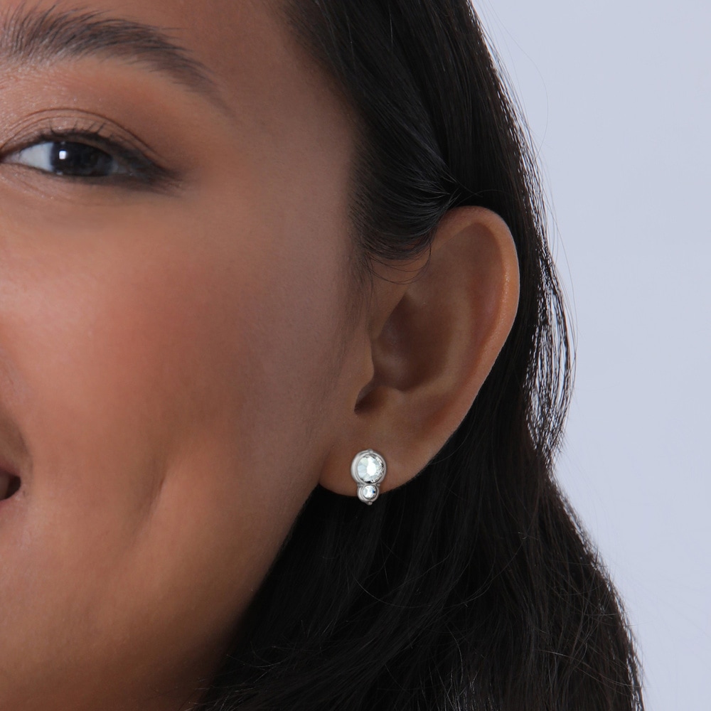 Elli Elli Boucles d'Oreilles Femmes clous d'oreilles ronds élégants avec cristal en ar Boucles d'oreilles