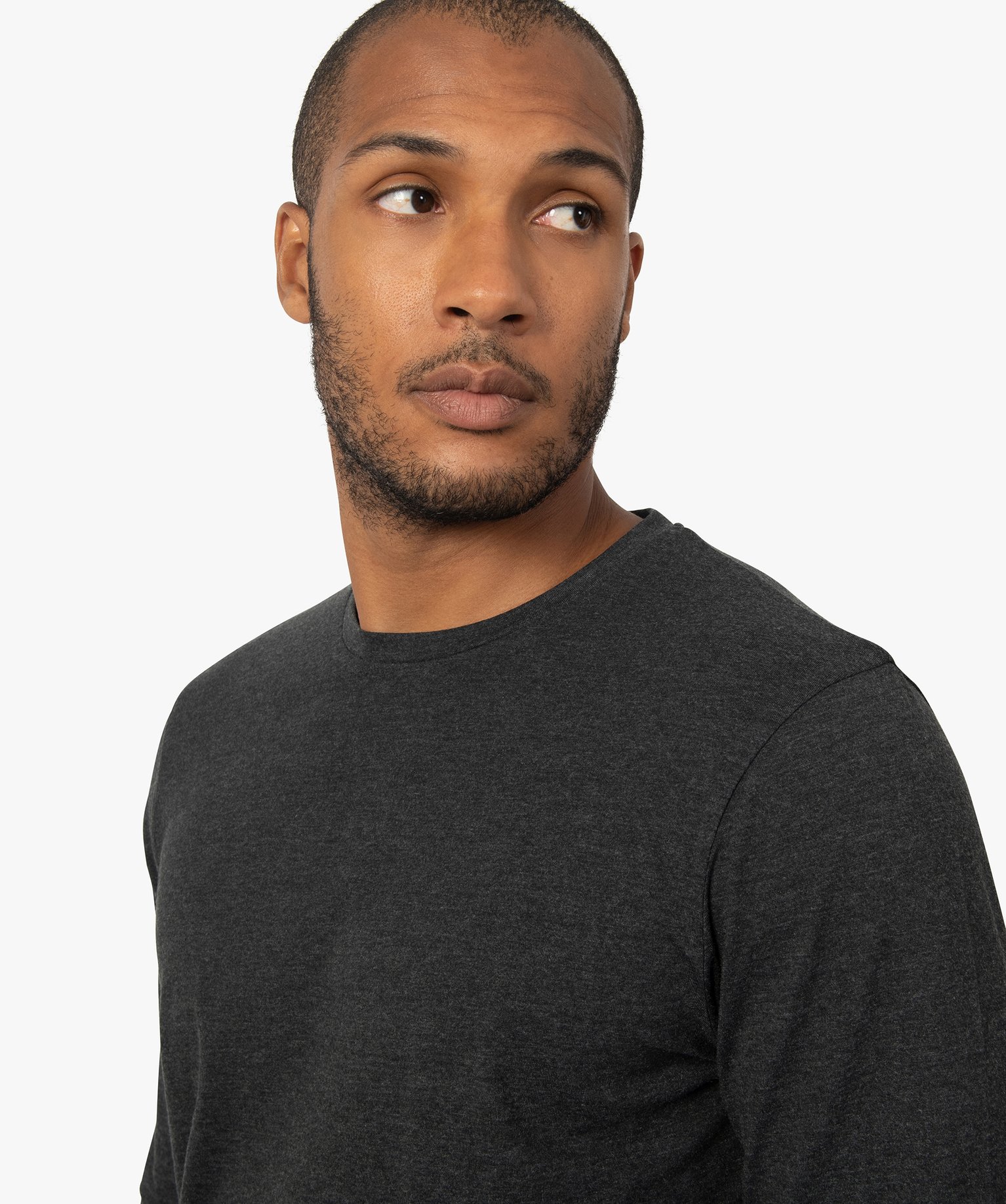 Tee-shirt homme à manches longues et col rond coupe slim gris fonce | GEMO