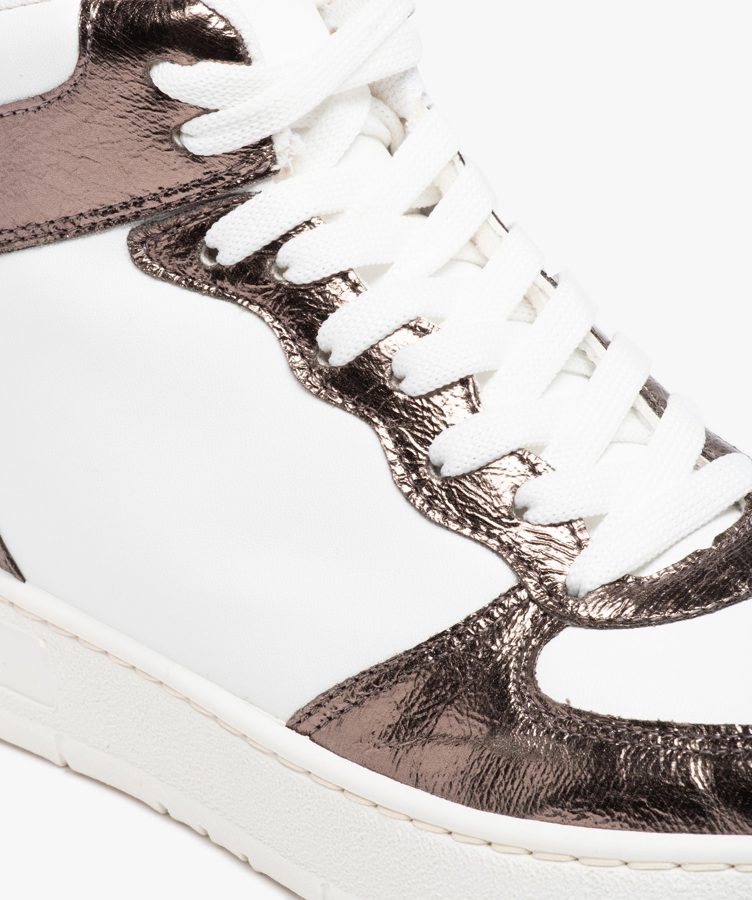 Baskets femme mid-cut à détails brillants blanc | GEMO