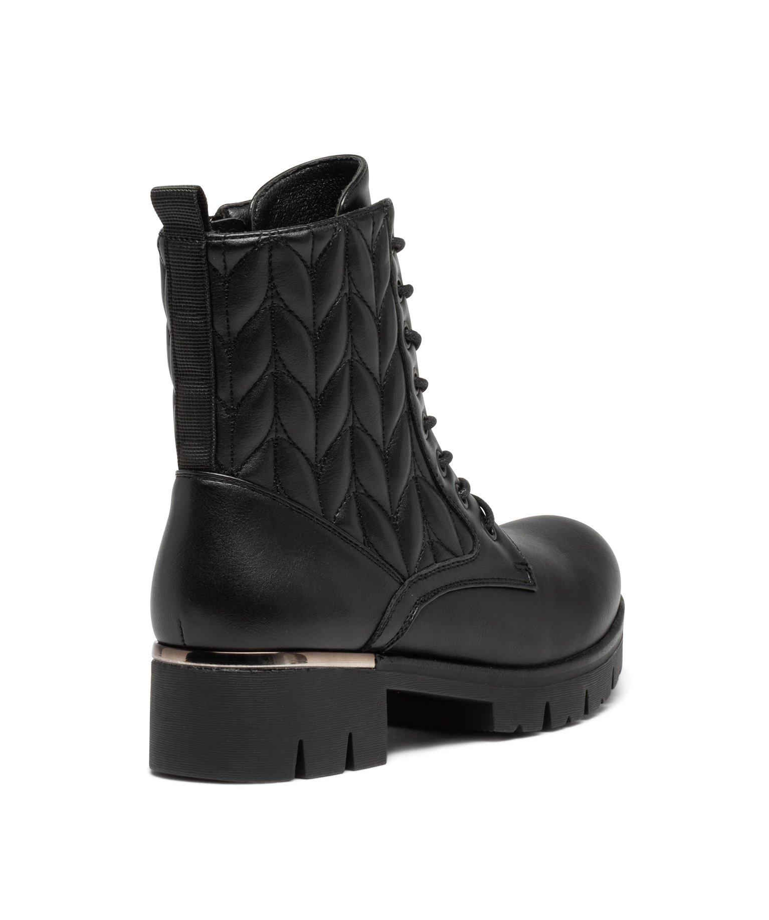Boots femme dessus uni et matelassé à semelle crantée noir | GEMO