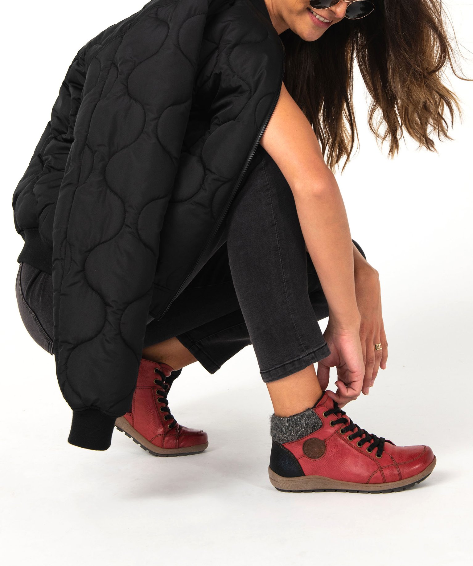 Boots femme confort avec col en maille – Softrelax rouge fonce | GEMO