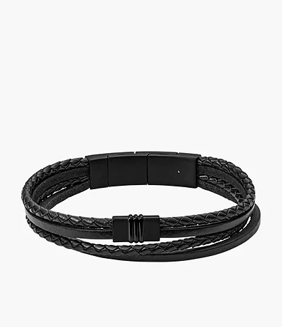 Fossil Herren Armband Multi-Strand Black Leather