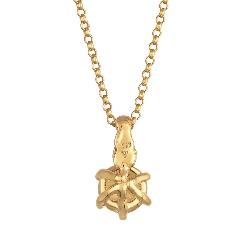 Elli Elli Collier Pendentif solitaire classique pour femme avec pierre de citrine en a collier