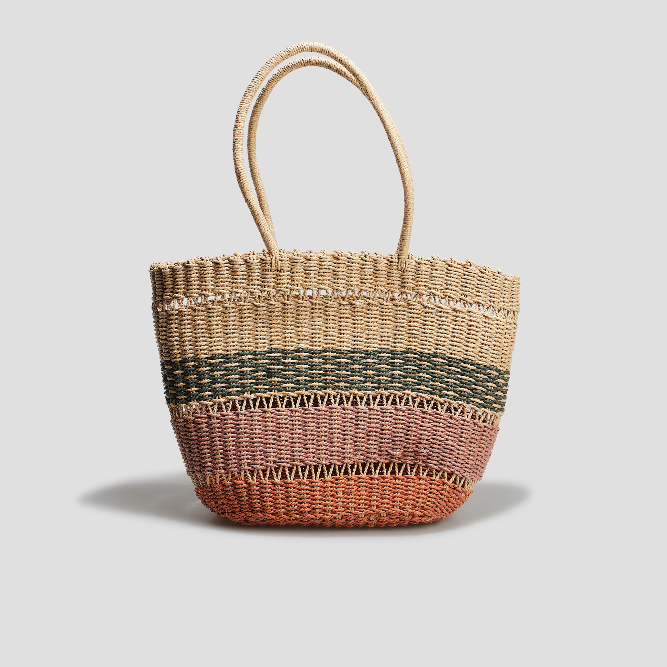 Sac panier tressé en paille multicolore femme | La Halle