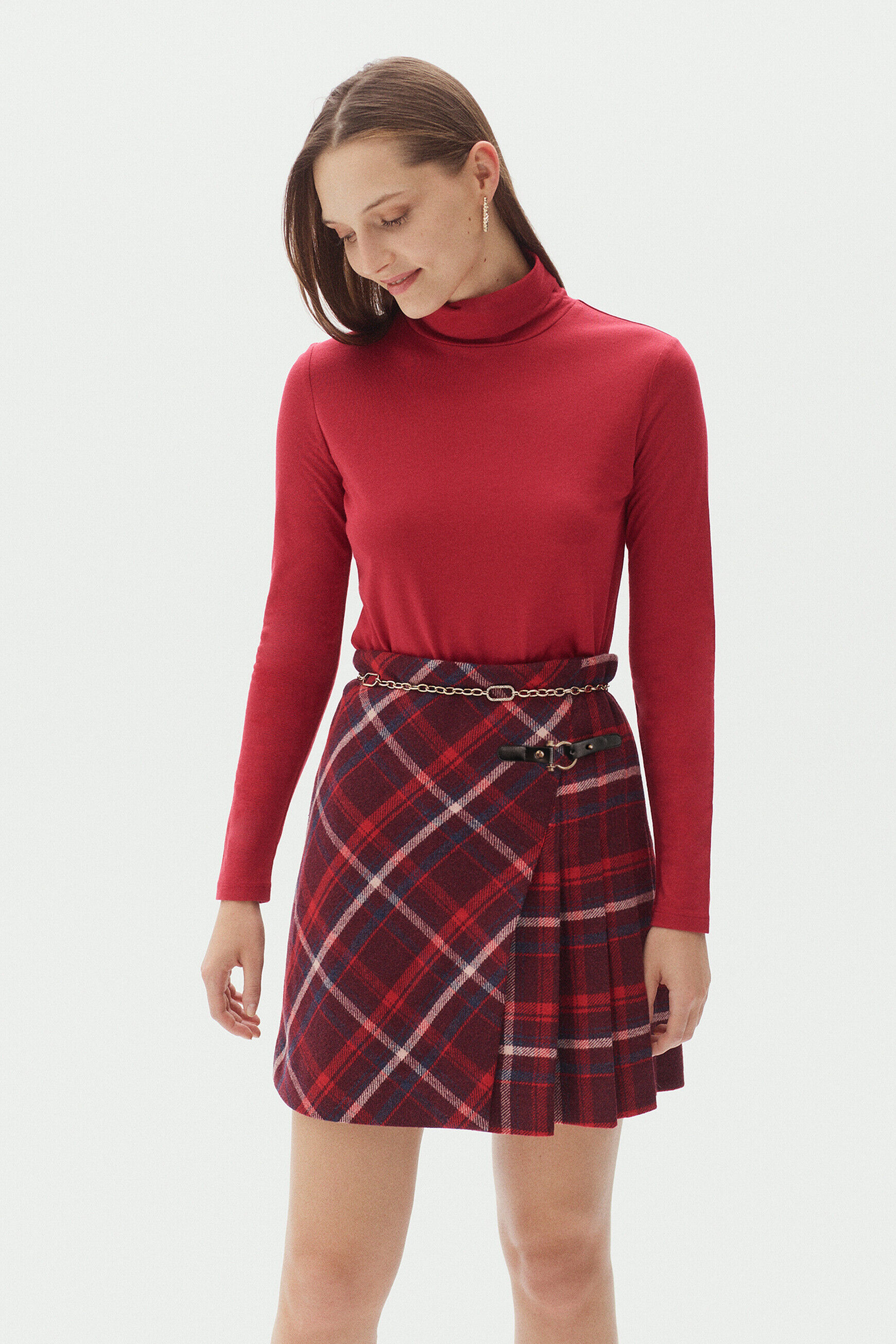 jupe margaret plaid rouge femme