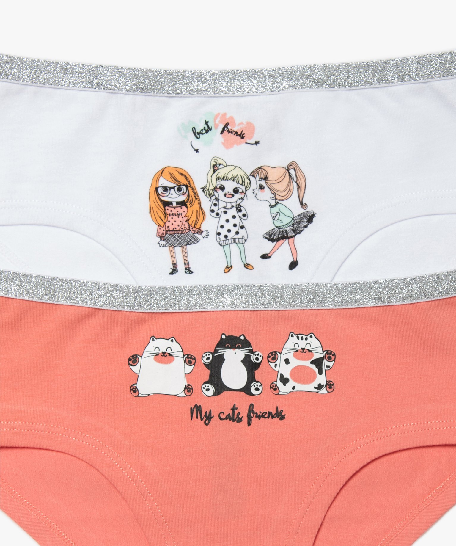 Shorty fille à motifs et ceinture pailletée (lot de 3) multicolore | GEMO
