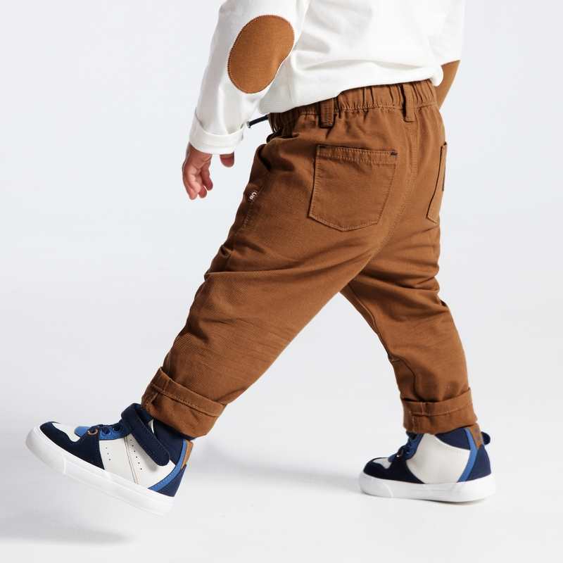 Pantalon regular coton fantaisie marron bébé garçon