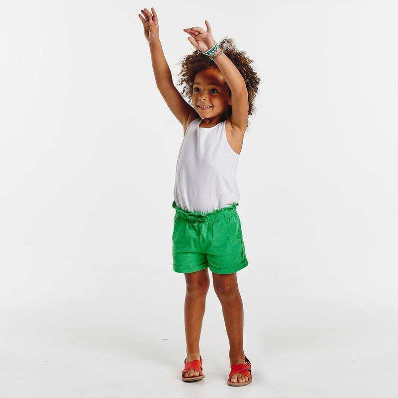 Short en jersey uni vert fille