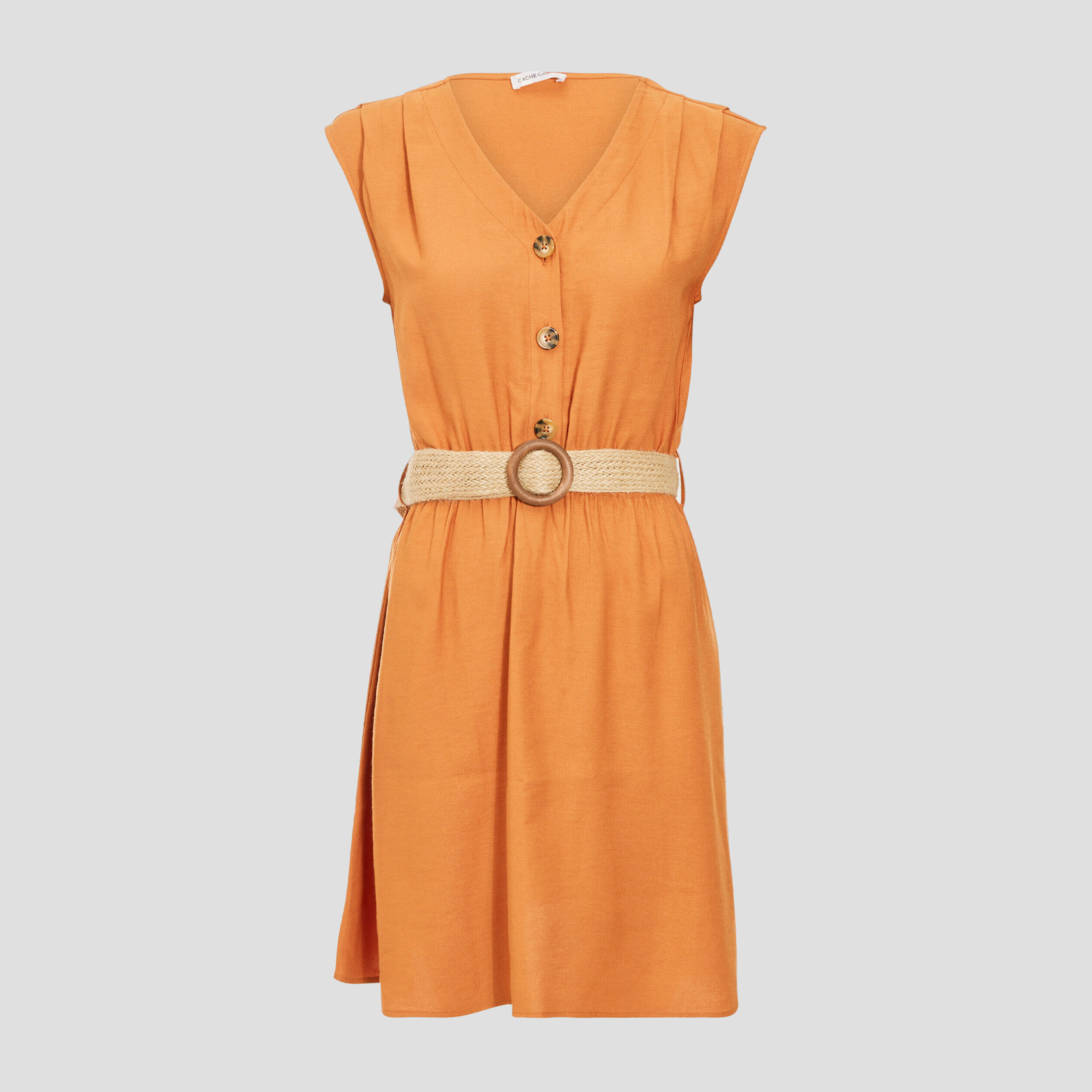 Robe droite ceinturée orange femme | Cache Cache