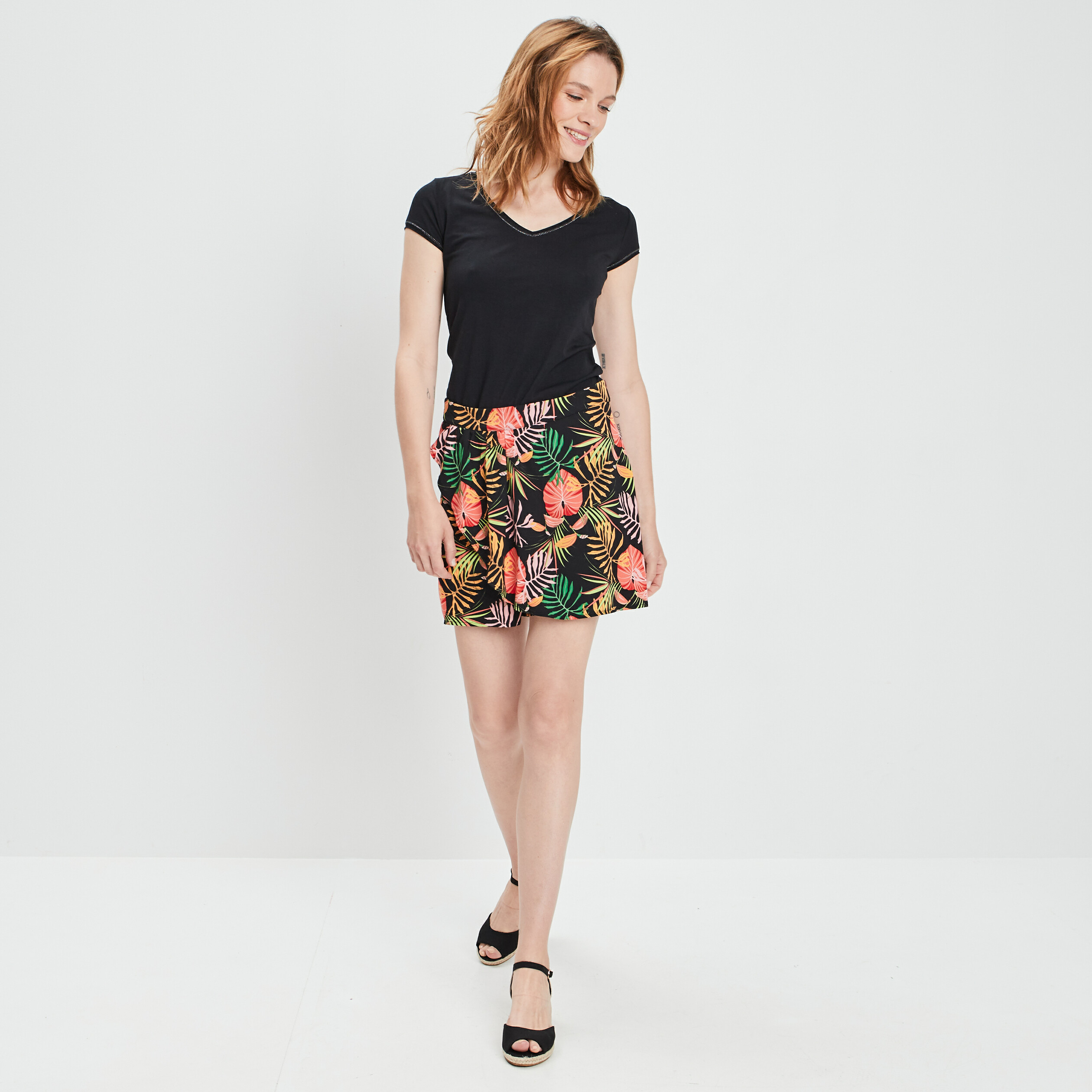 Skort droit noir femme | La Halle